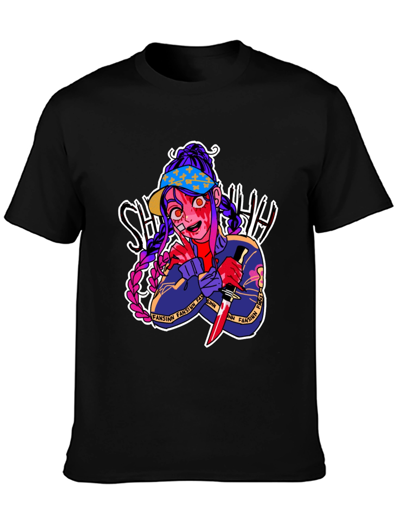 Anime Horror Graphic T-Shirt - Bloody Knife