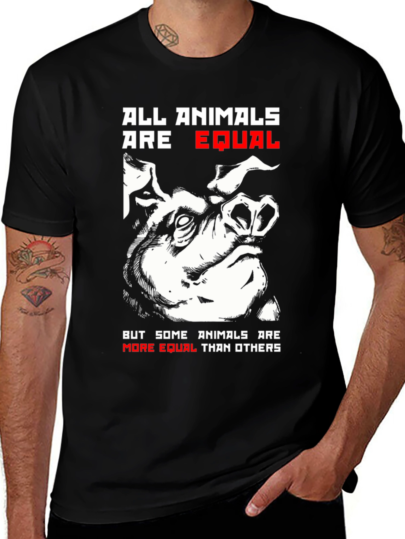 All Animals are Equal Pig Graphic T-Shirt