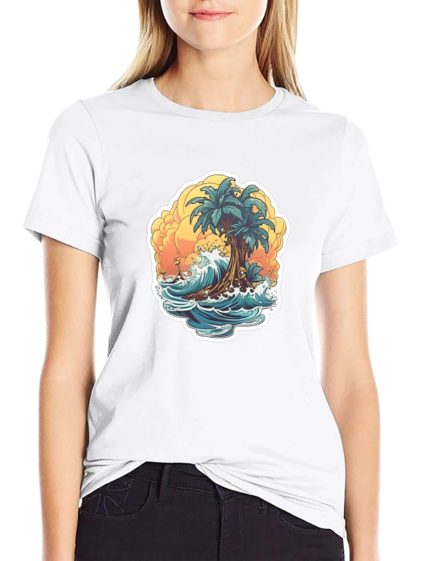 Tropical Beach Graphic T-Shirt - Island Vibes