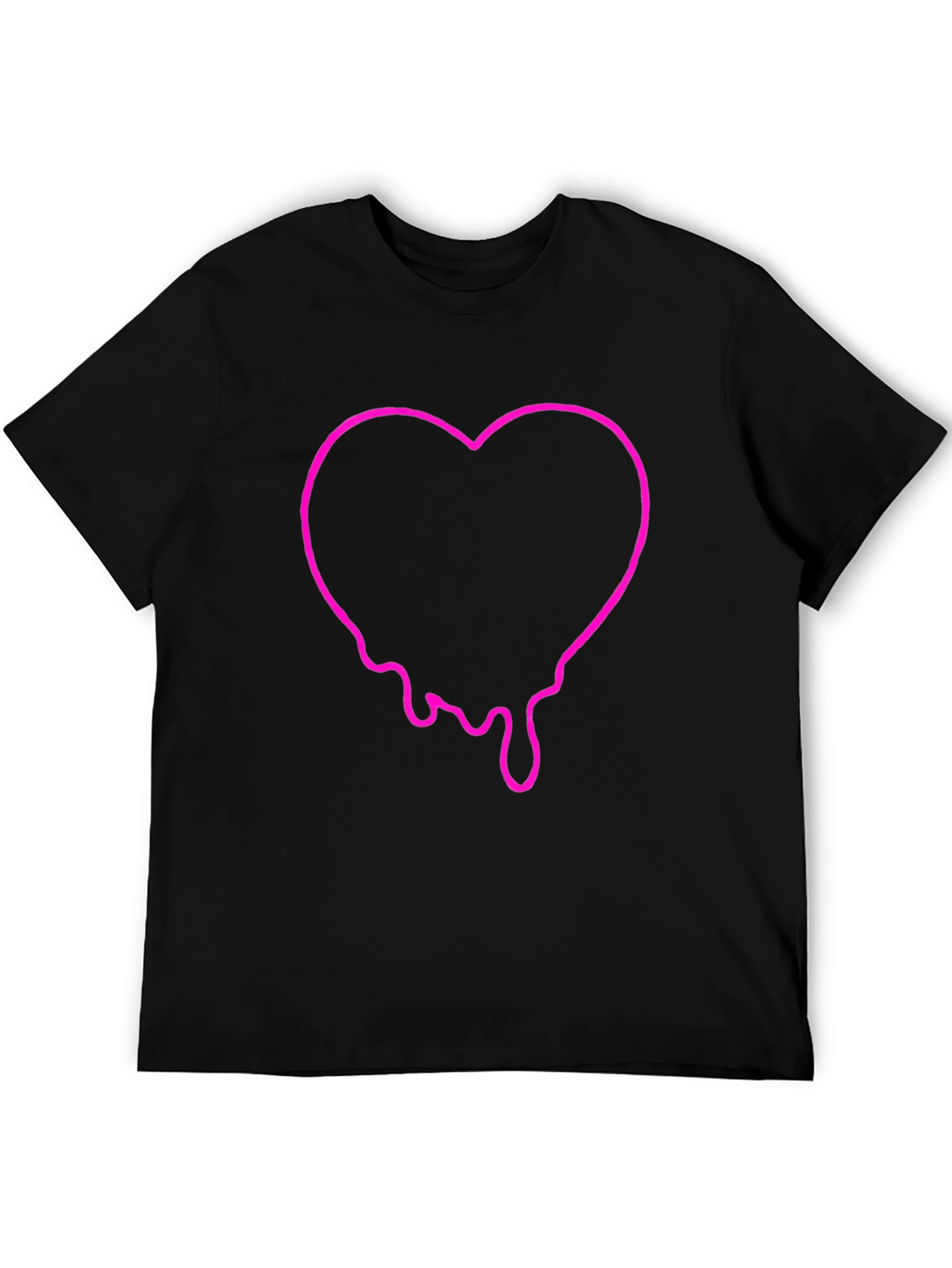 Dripping Heart Graphic Tee - Black Cotton T-Shirt