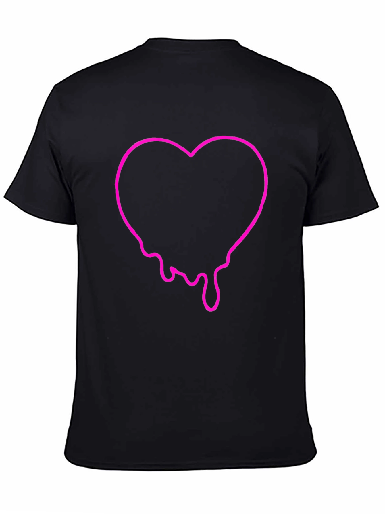Dripping Heart Graphic Tee - Black Cotton T-Shirt
