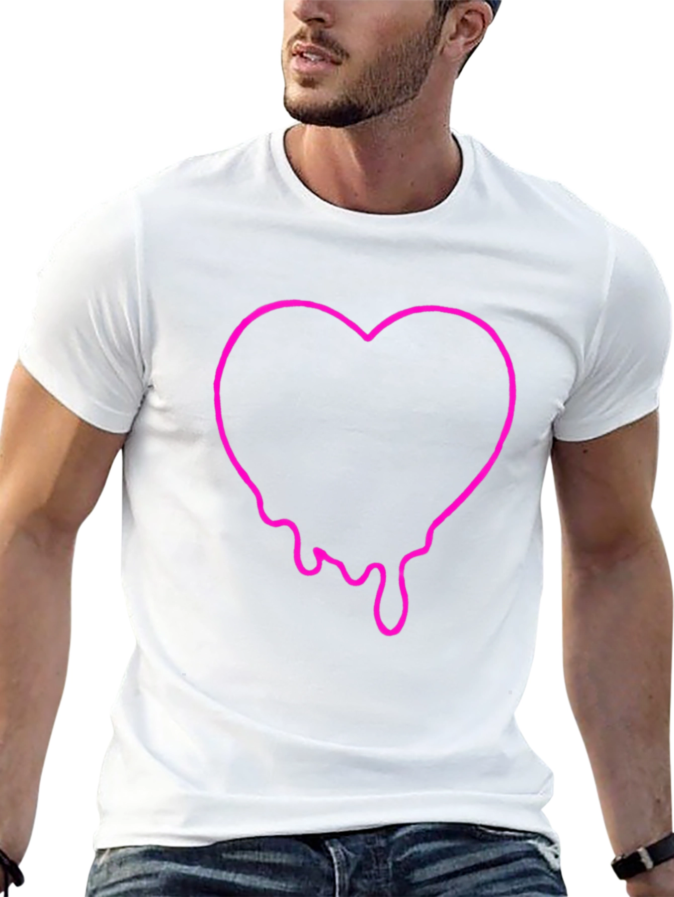 Dripping Heart Graphic Tee - Black Cotton T-Shirt