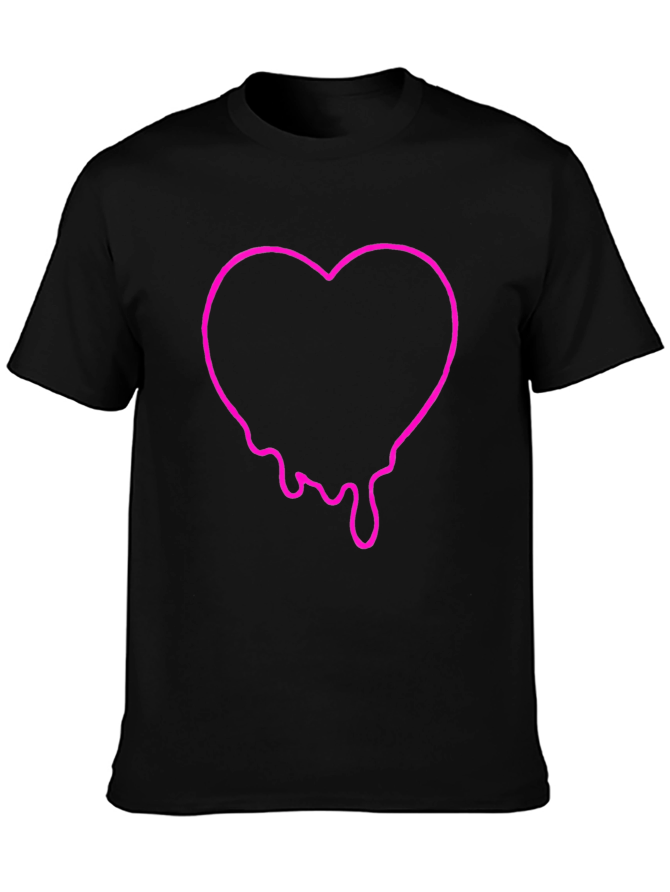 Dripping Heart Graphic Tee - Black Cotton T-Shirt