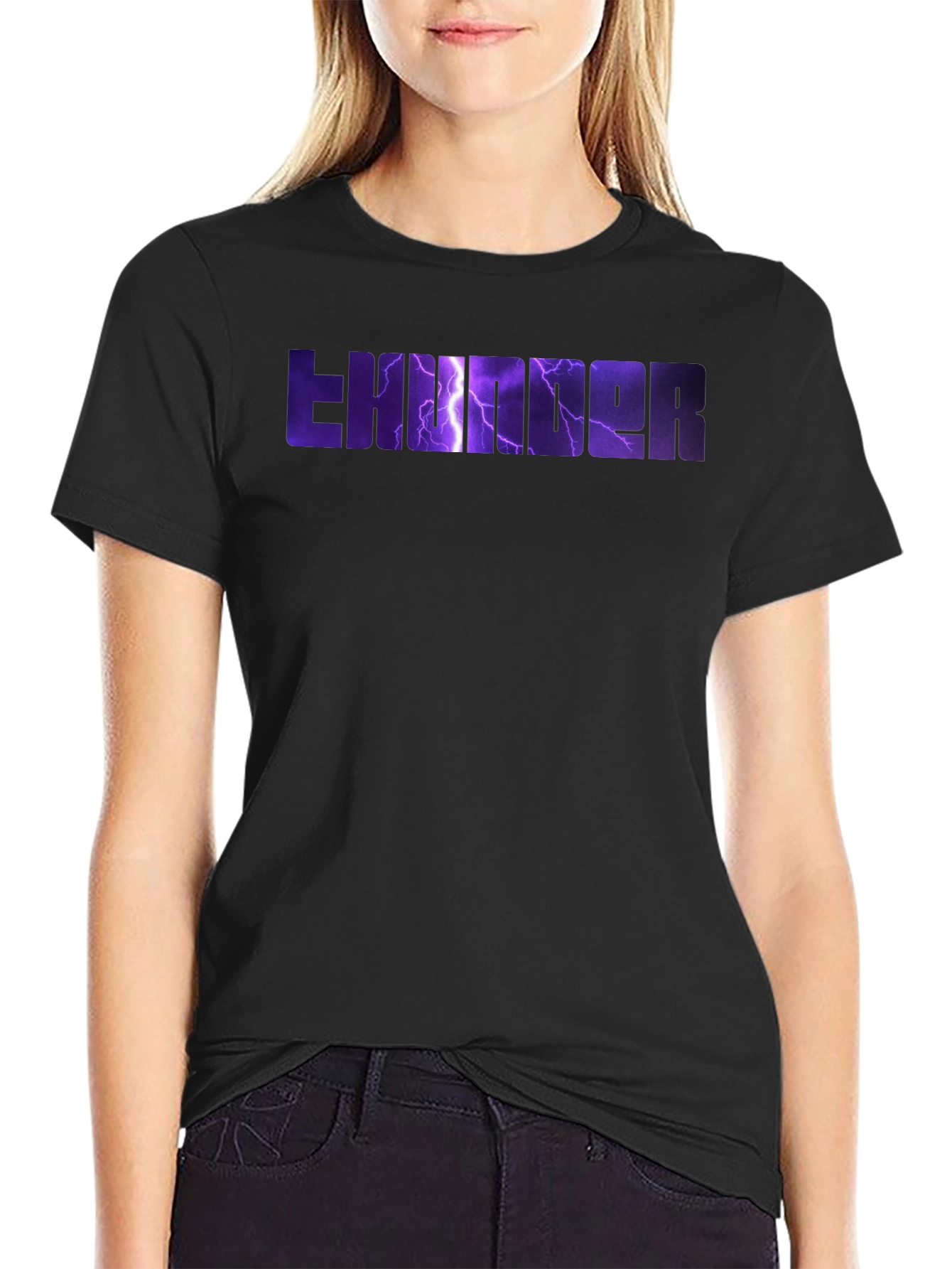 Thunder Graphic Print Black T-Shirt