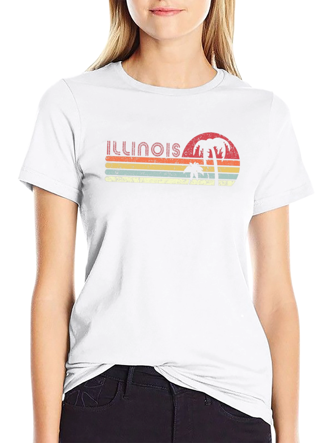 Retro Illinois Palm Sunset T-Shirt