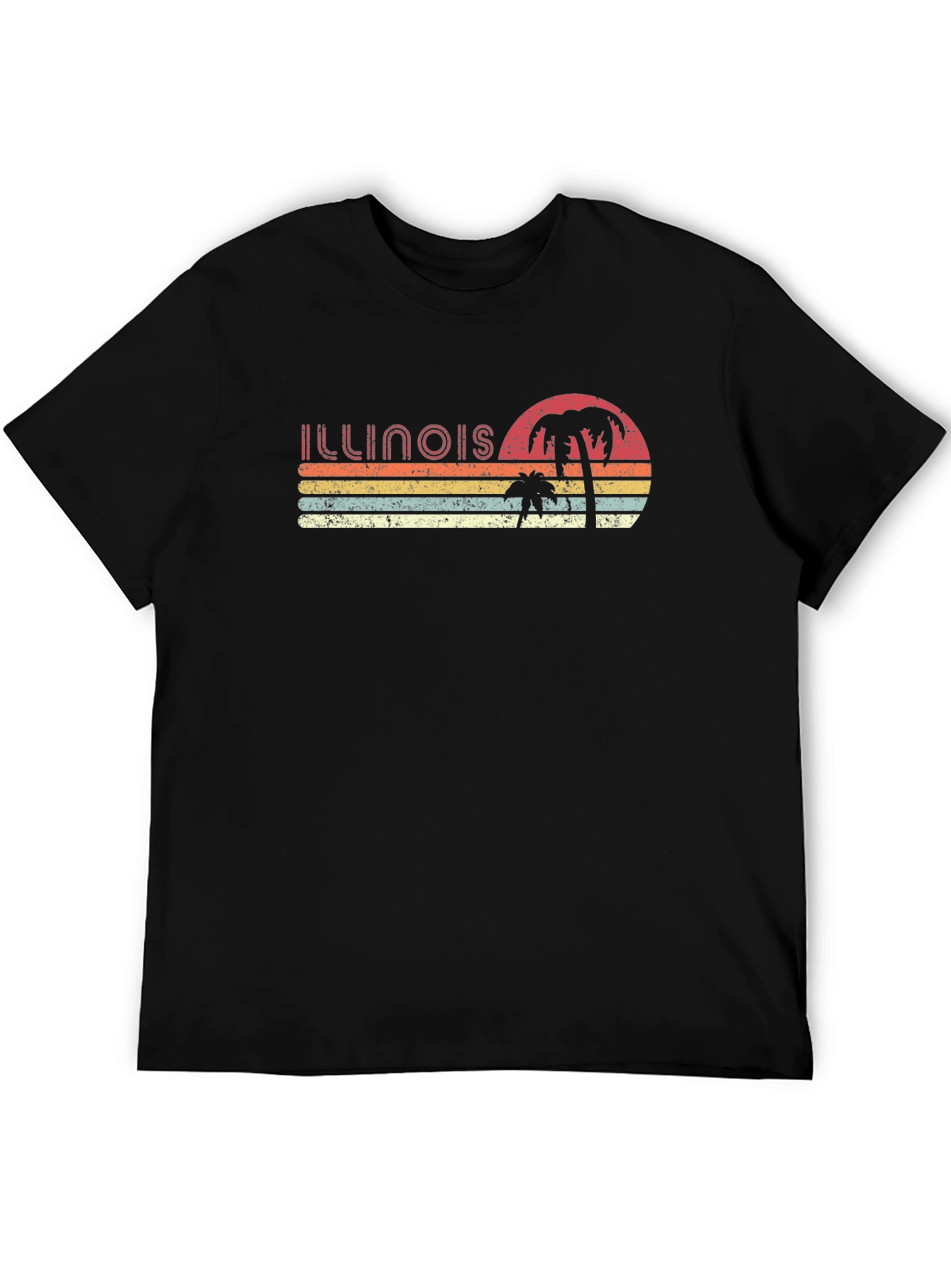Retro Illinois Palm Sunset T-Shirt