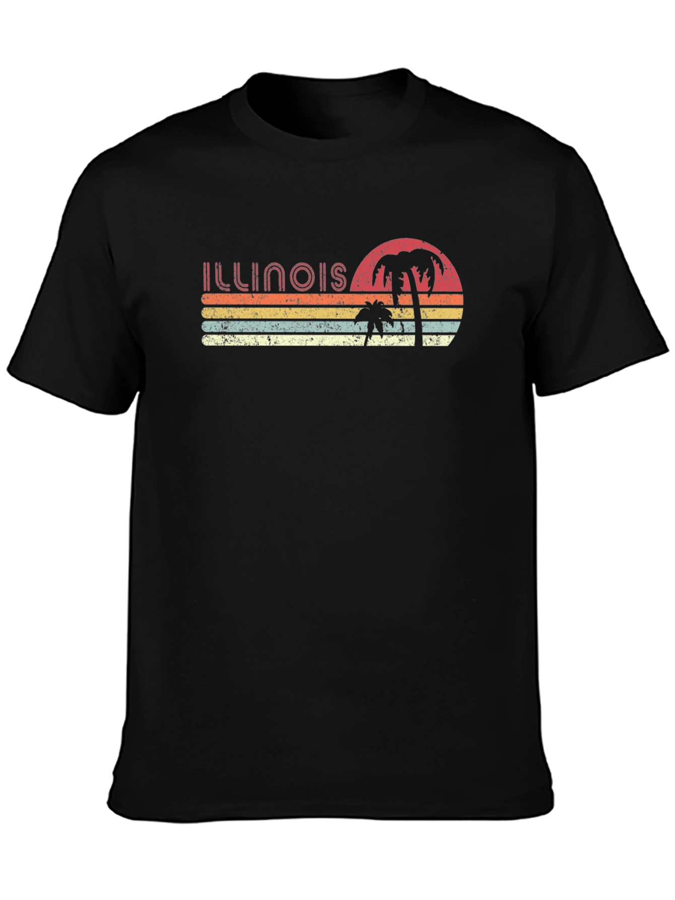 Retro Illinois Palm Sunset T-Shirt