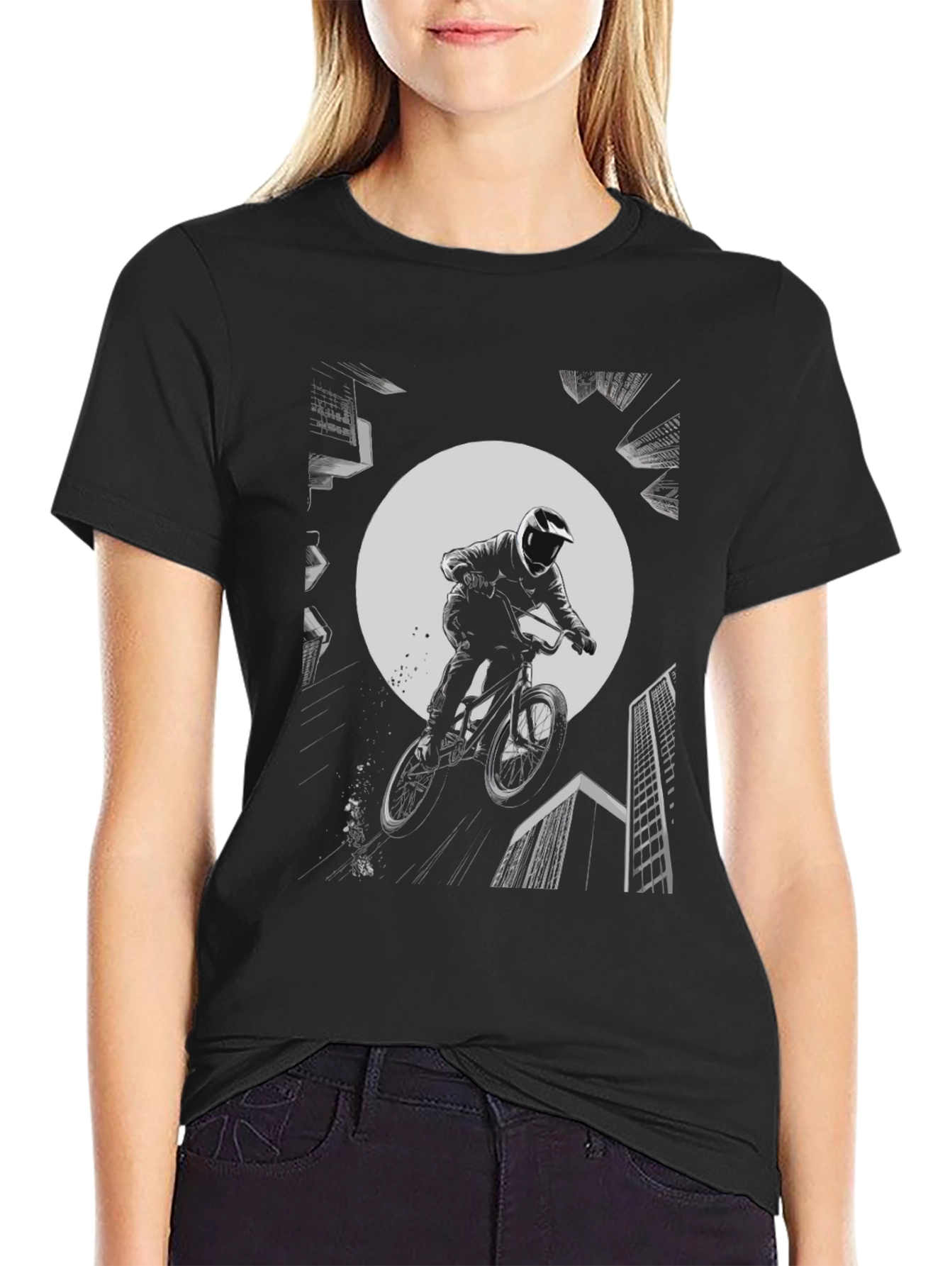 BMX Rider Graphic Tee - Black Cotton