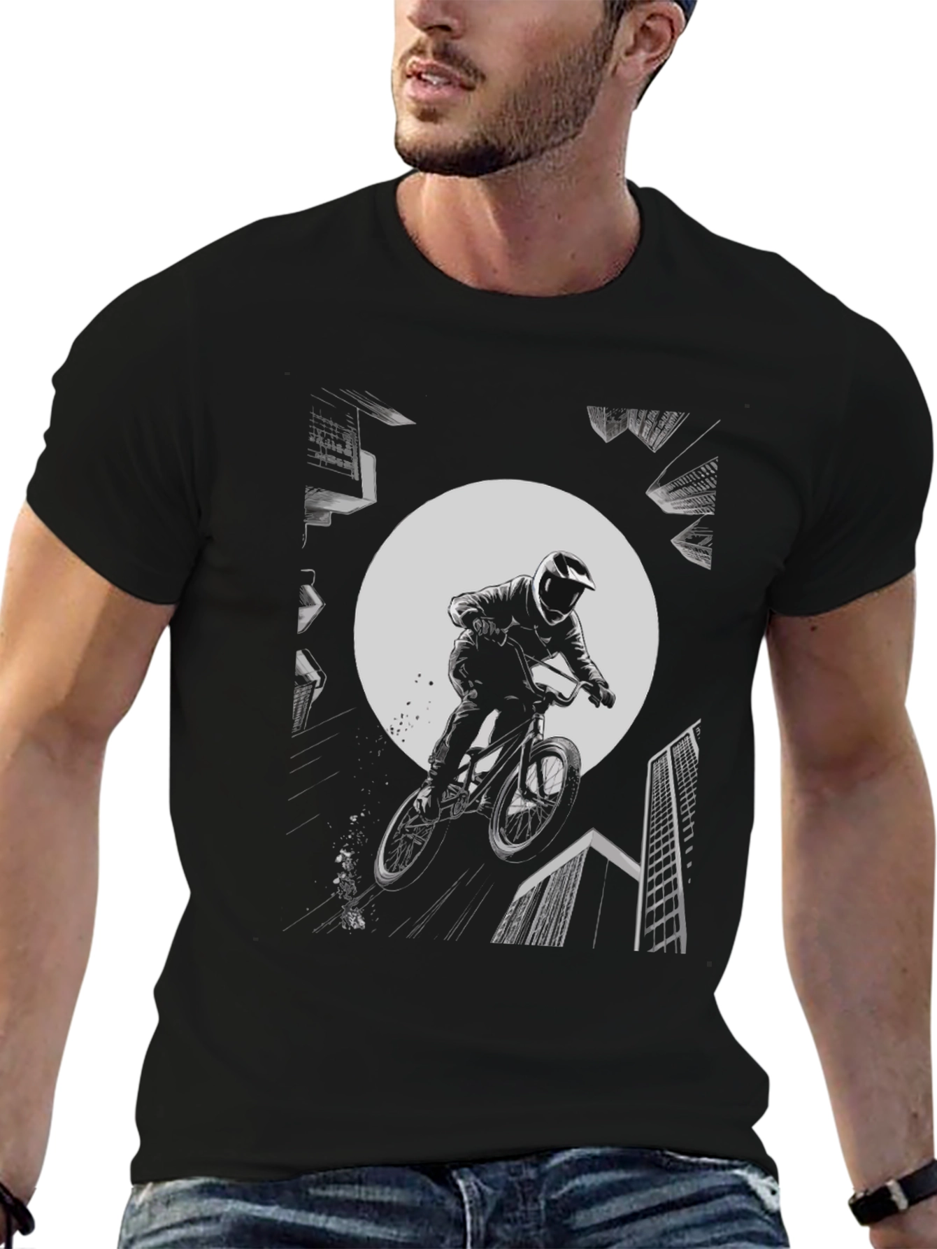 BMX Rider Graphic Tee - Black Cotton