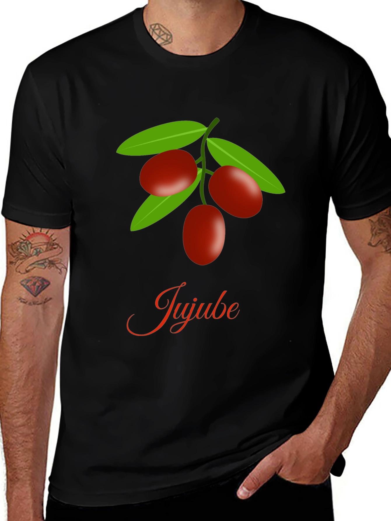 Jujube Fruit Graphic Black T-Shirt