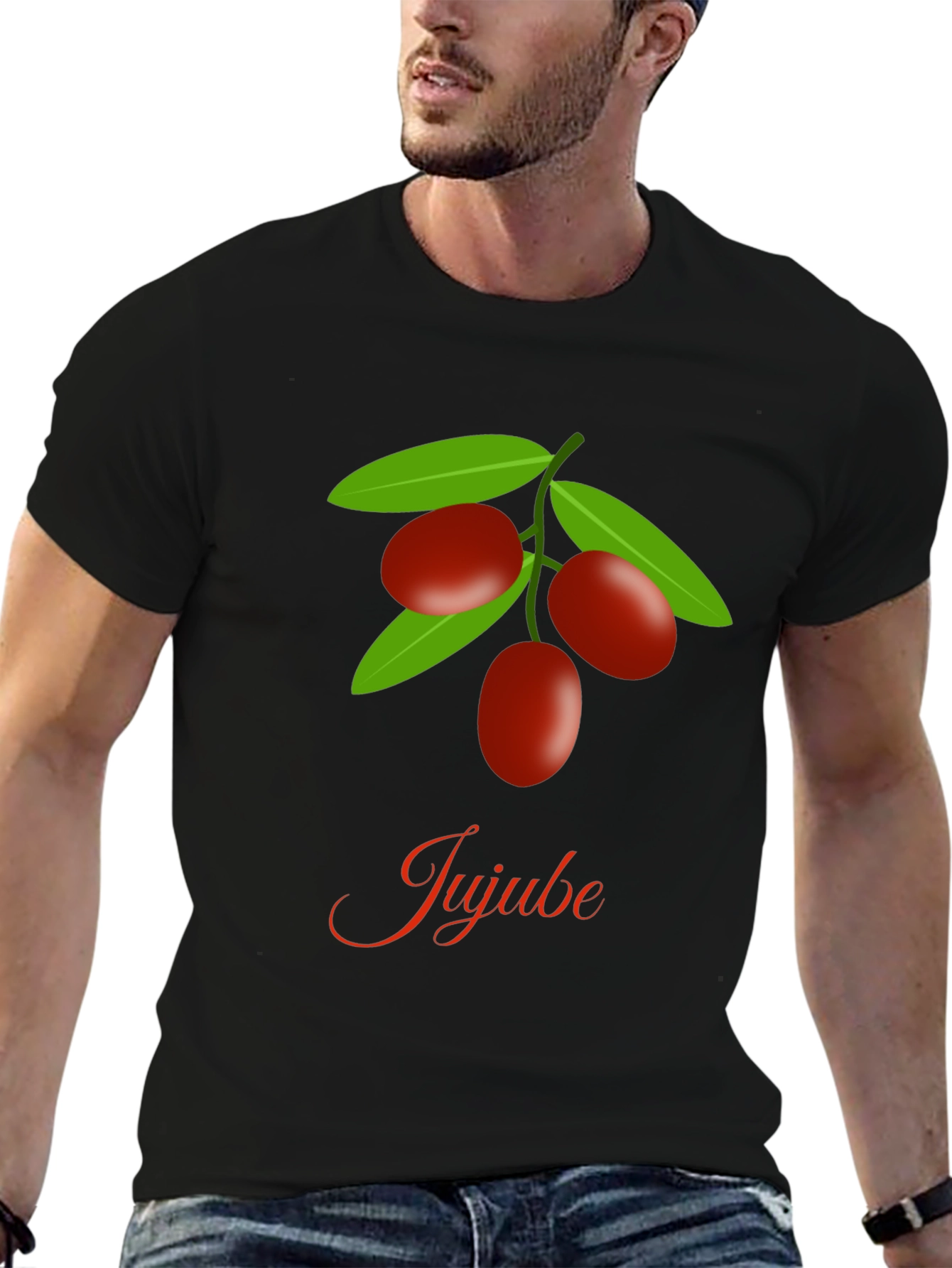 Jujube Fruit Graphic Black T-Shirt