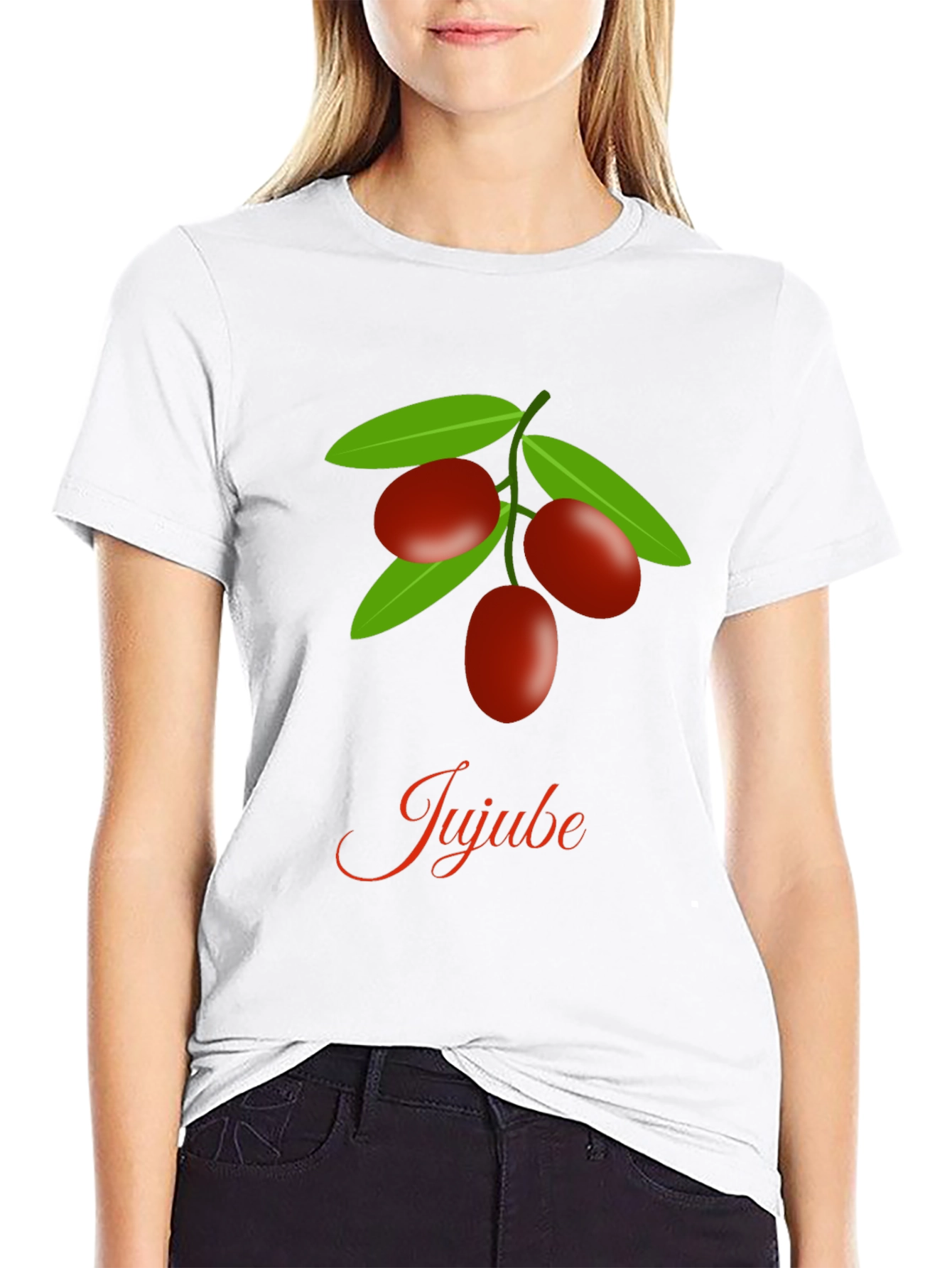 Jujube Fruit Graphic Black T-Shirt