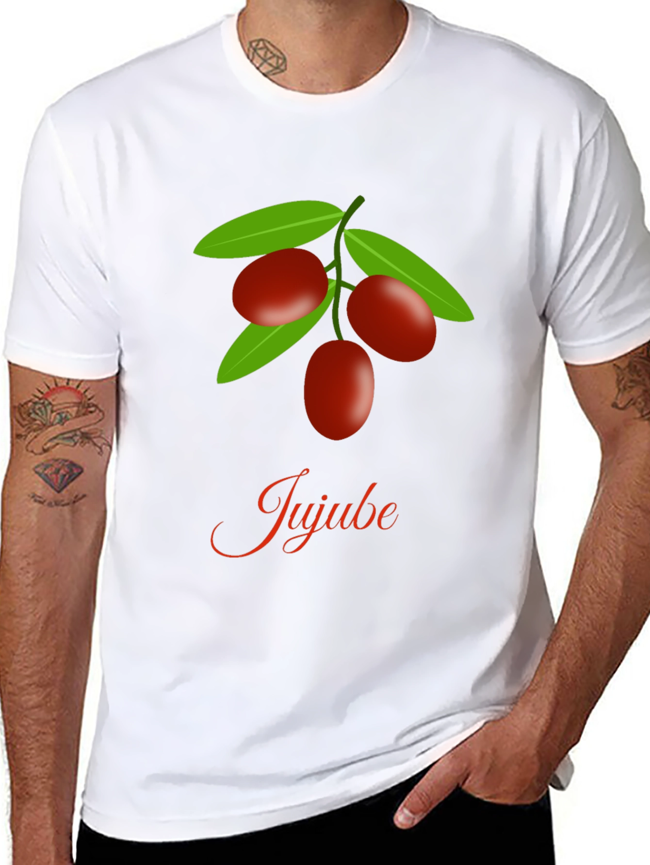 Jujube Fruit Graphic Black T-Shirt