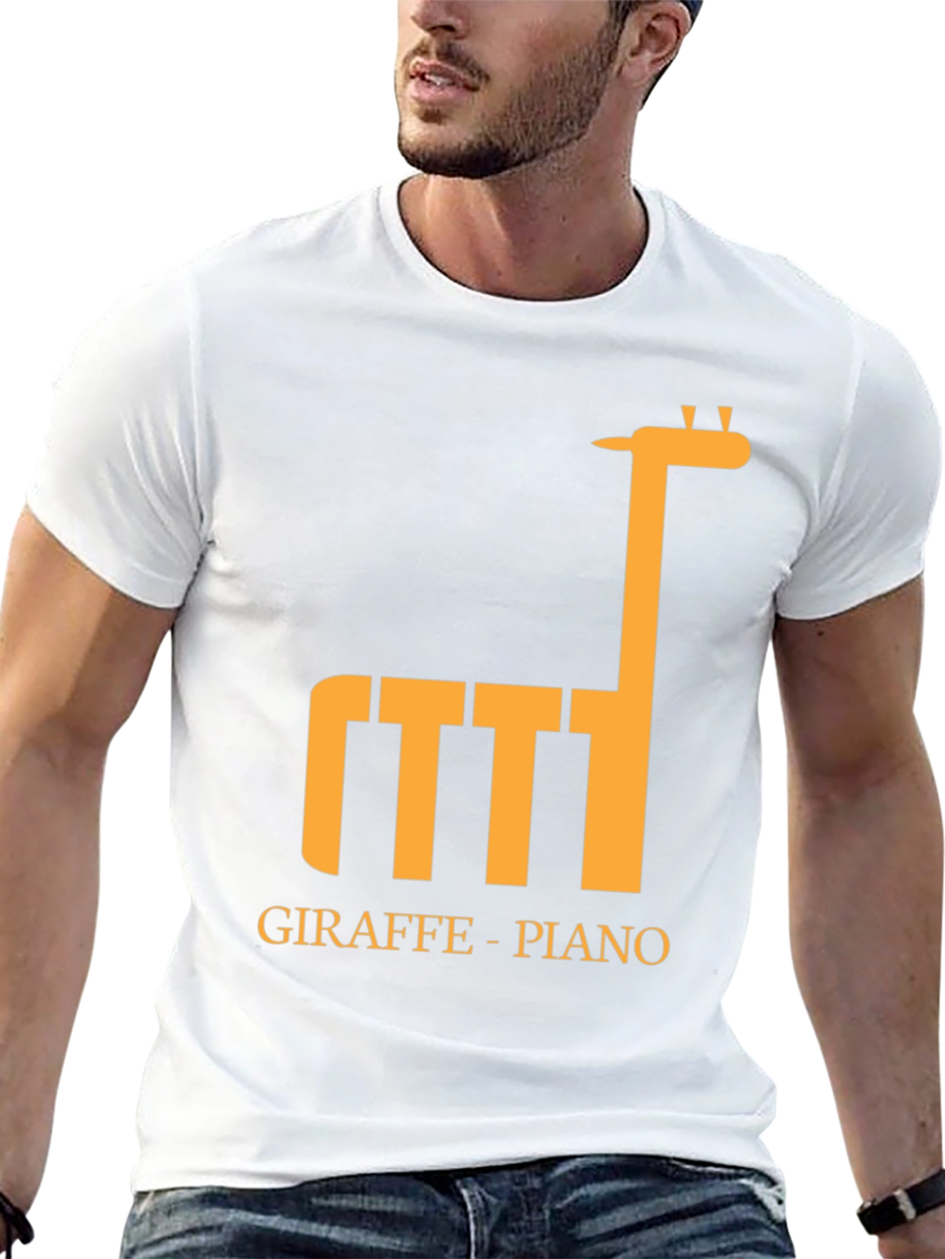 Giraffe Piano Graphic Tee - Unique Musical T-Shirt