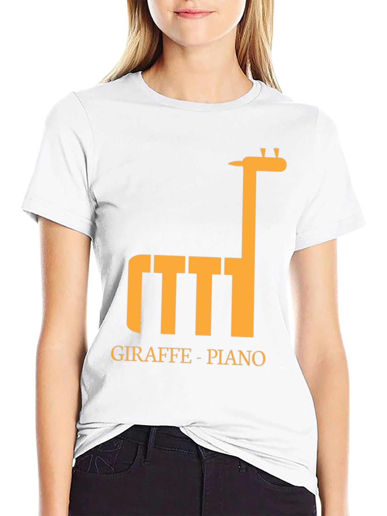 Giraffe Piano Graphic Tee - Unique Musical T-Shirt