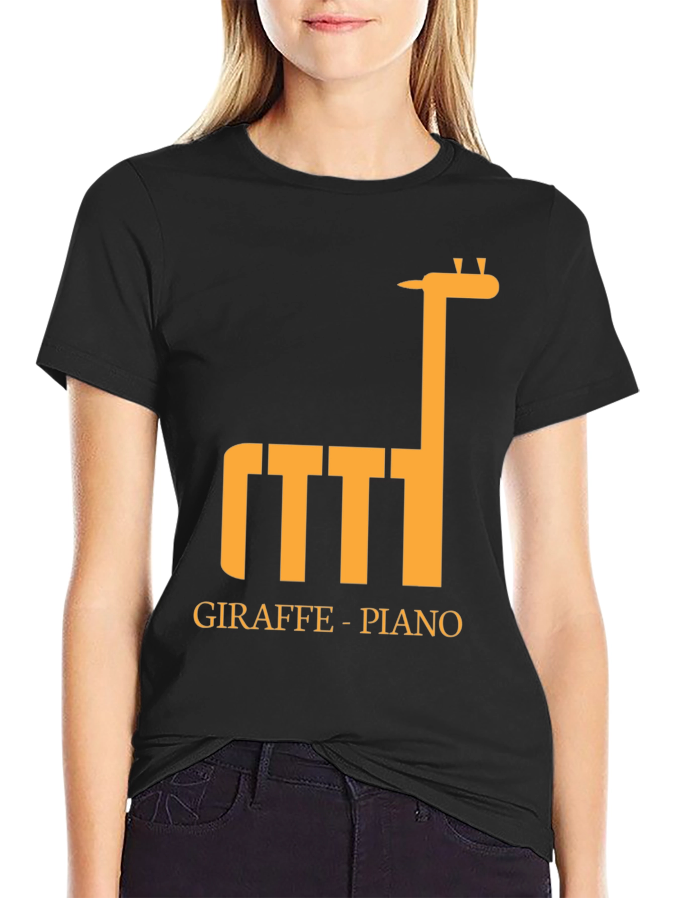 Giraffe Piano Graphic Tee - Unique Musical T-Shirt