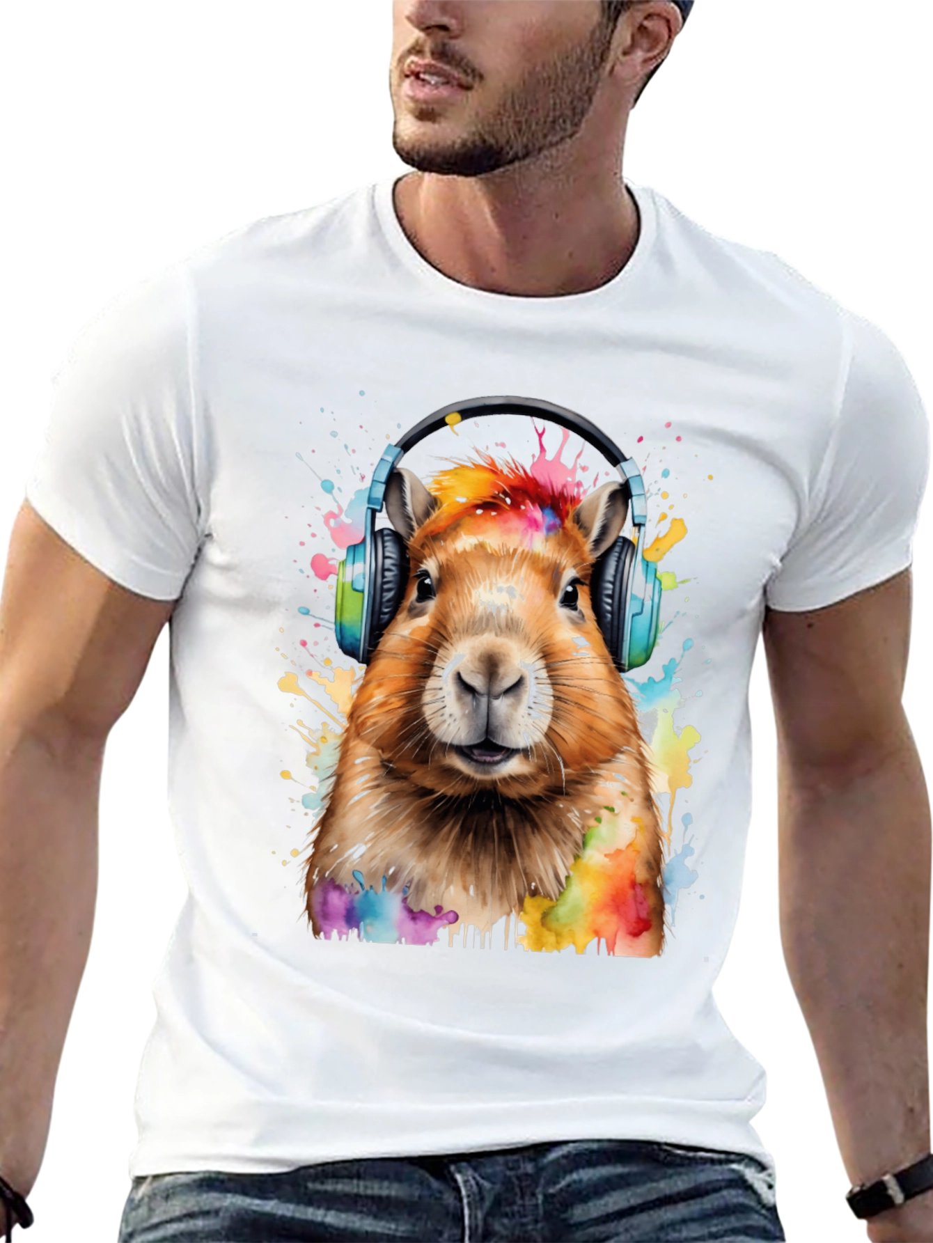 Capybara Headphone Graphic Tee