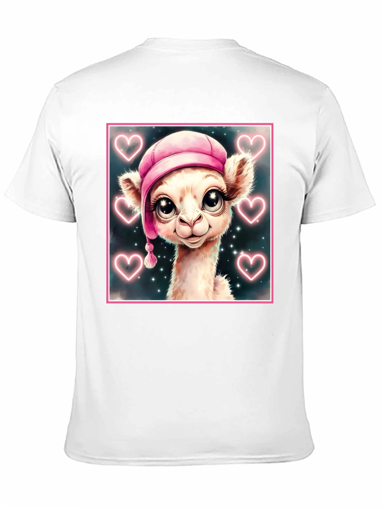Cute Llama in Pink Hat - Graphic Tee