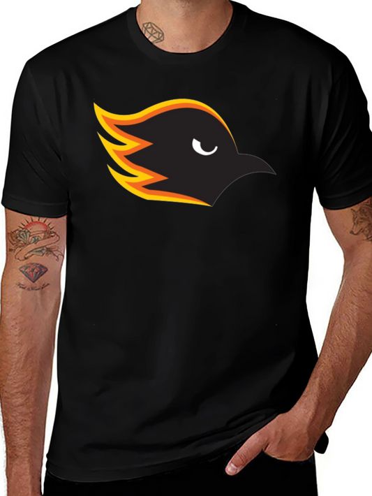 Mens Black T-Shirt with Bird Graphic