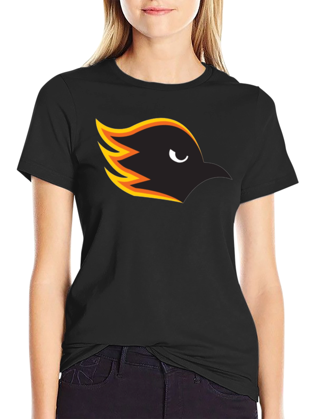 Mens Black T-Shirt with Bird Graphic