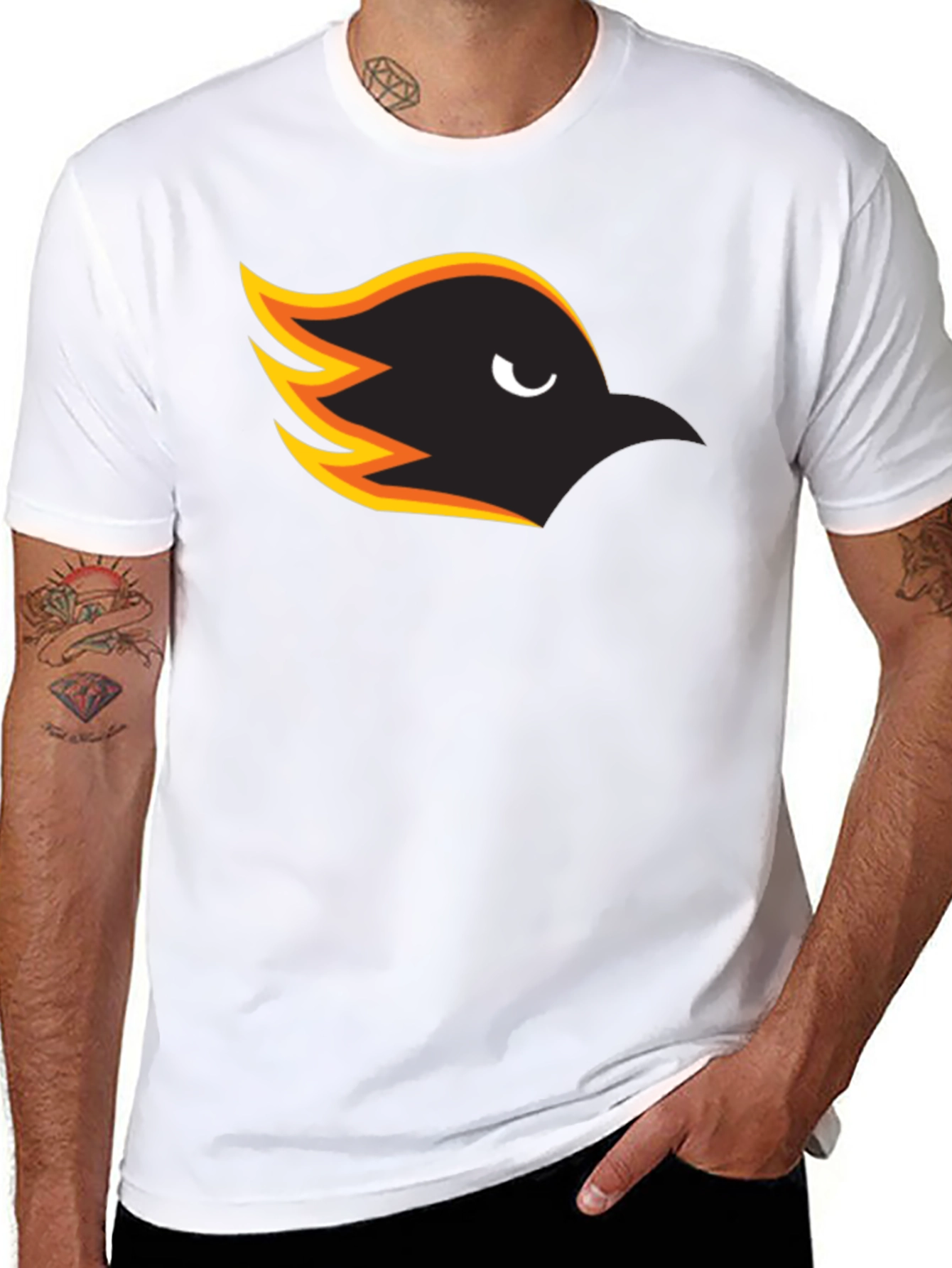 Mens Black T-Shirt with Bird Graphic