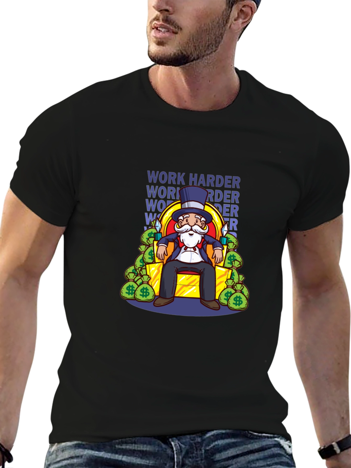 Work Harder Monopoly Man T-Shirt