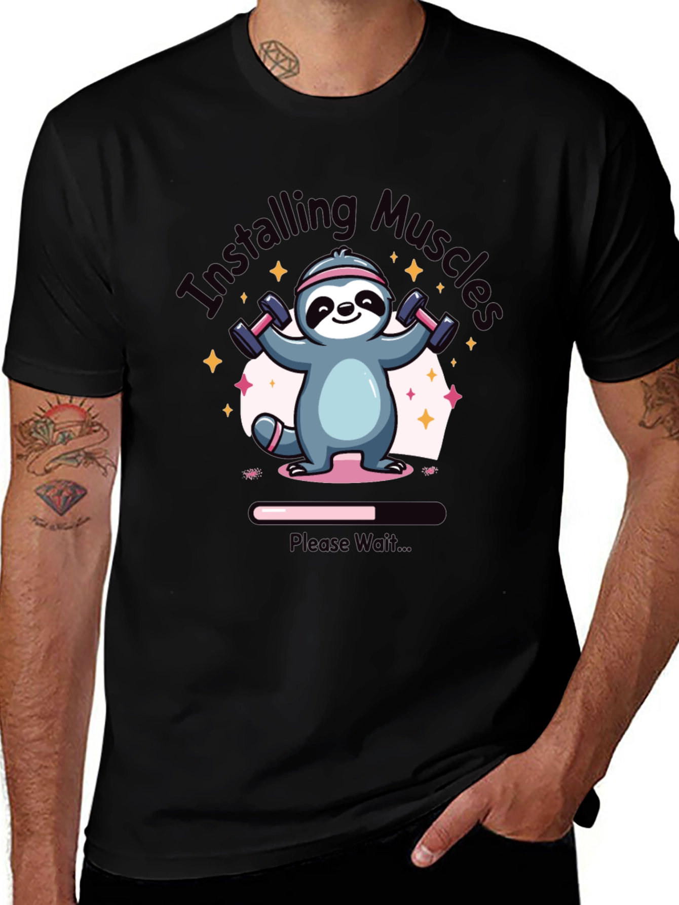 Installing Muscles Sloth Graphic Tee