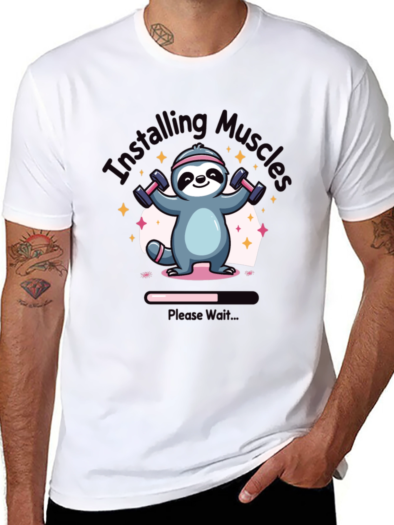 Installing Muscles Sloth Graphic Tee