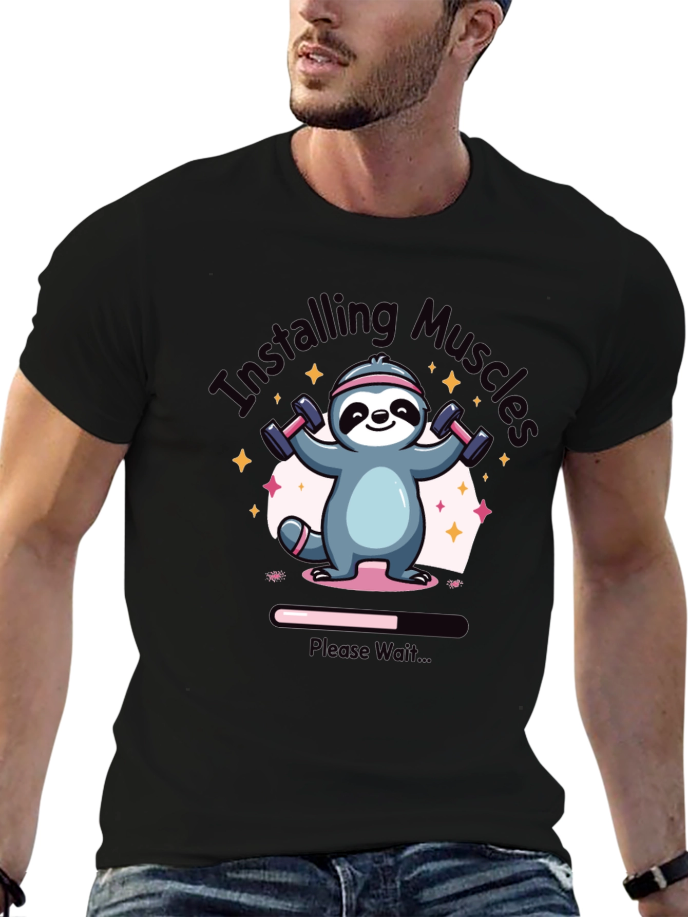 Installing Muscles Sloth Graphic Tee