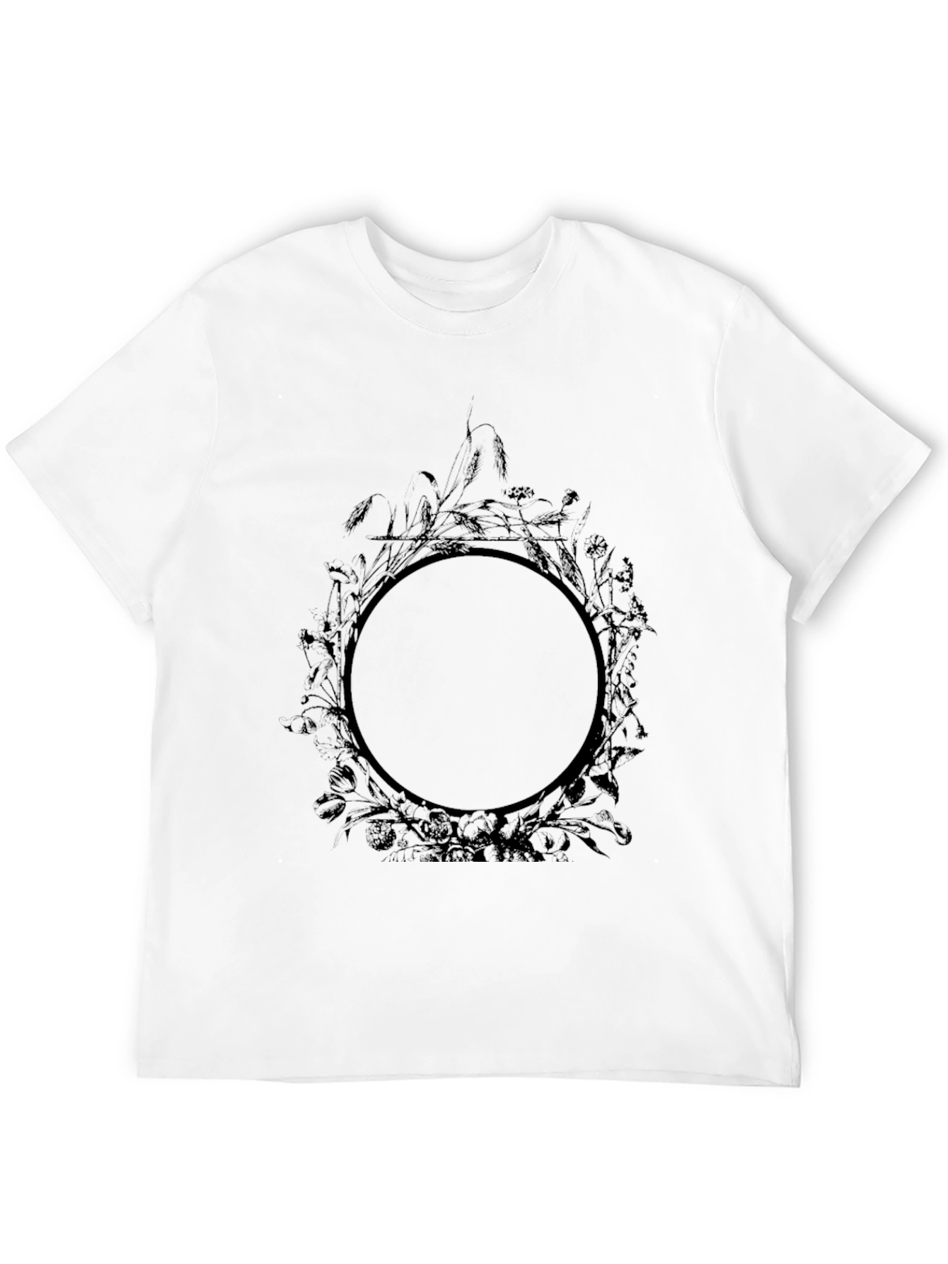 Black Floral Circle Graphic T-Shirt