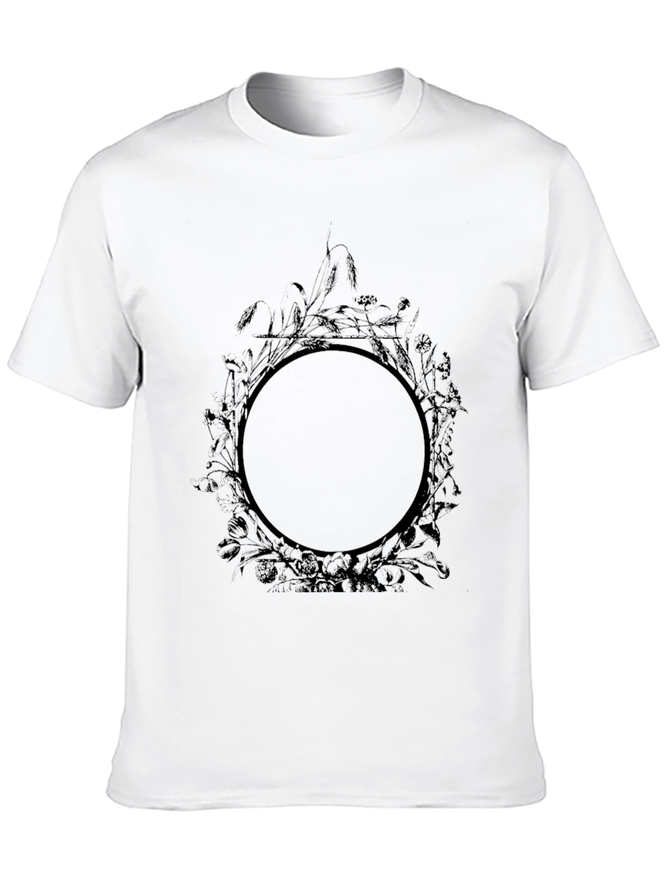 Black Floral Circle Graphic T-Shirt
