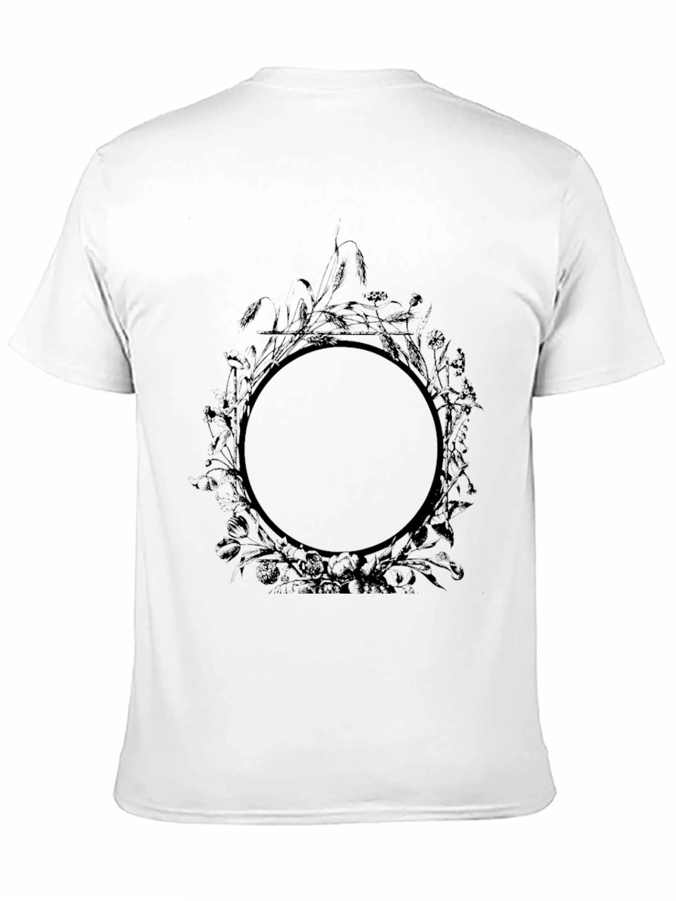 Black Floral Circle Graphic T-Shirt