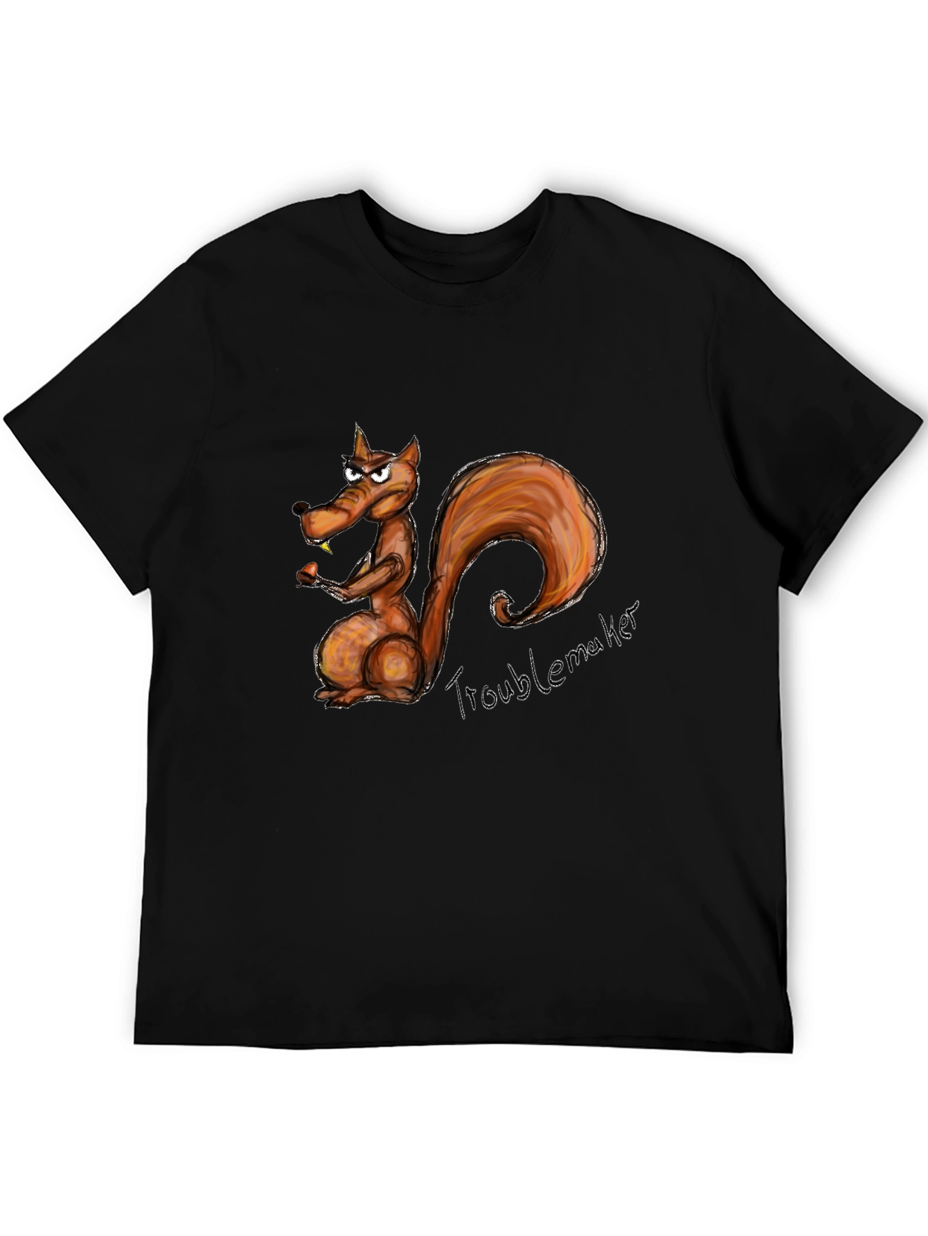Troublemaker Squirrel Graphic Black T-Shirt