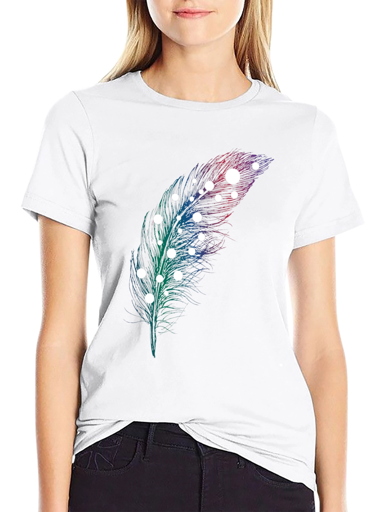 Feather Graphic Print T-Shirt