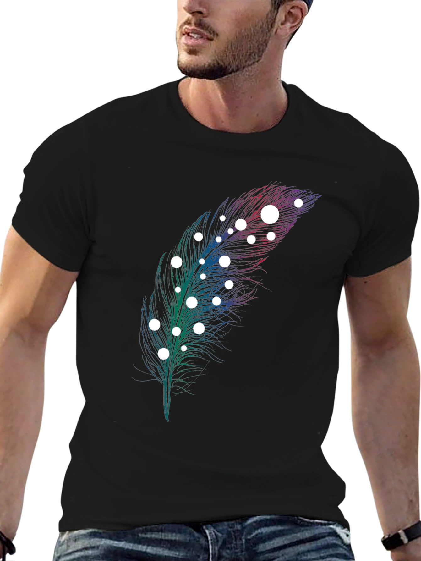 Feather Graphic Print T-Shirt