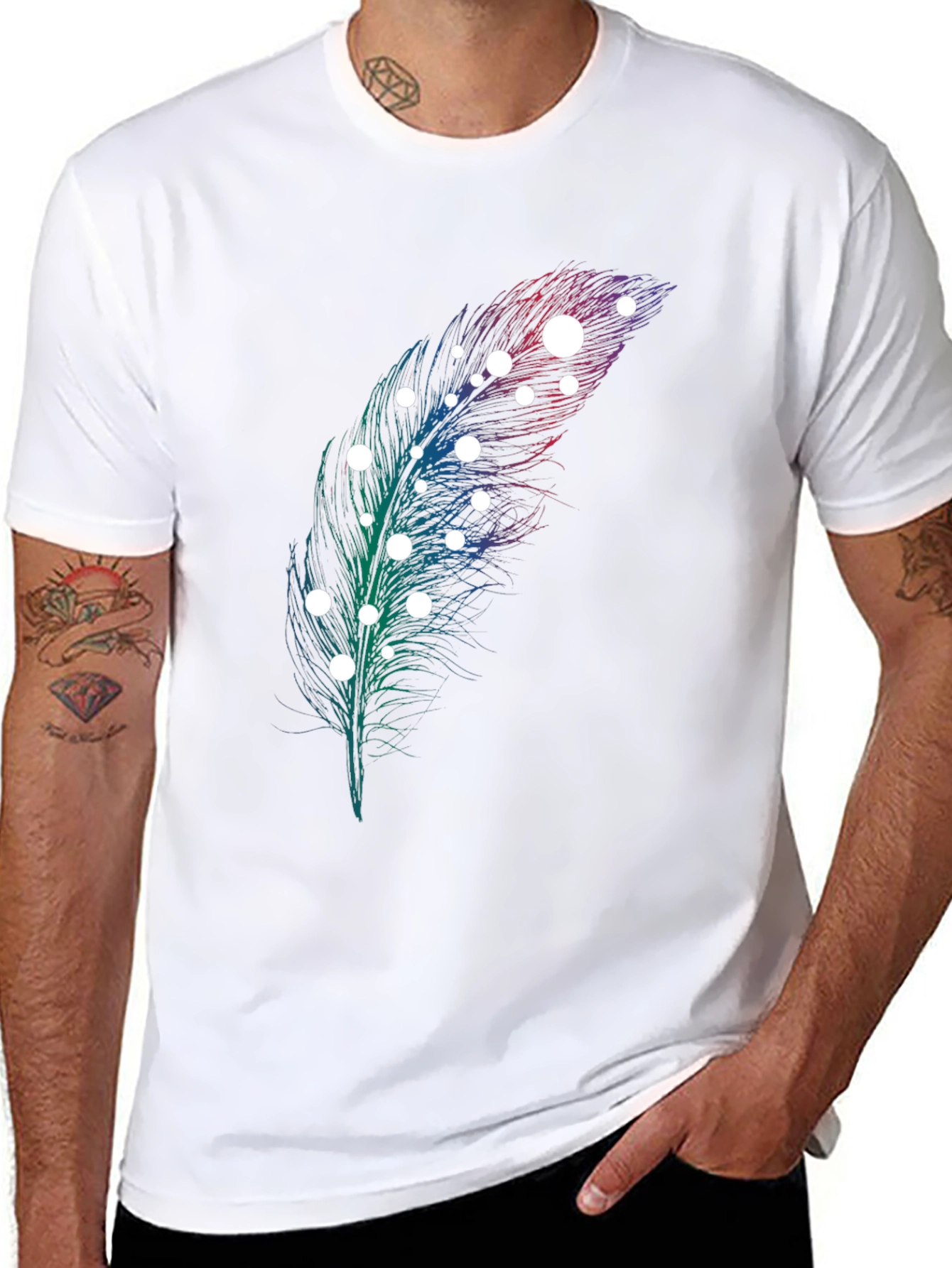 Feather Graphic Print T-Shirt