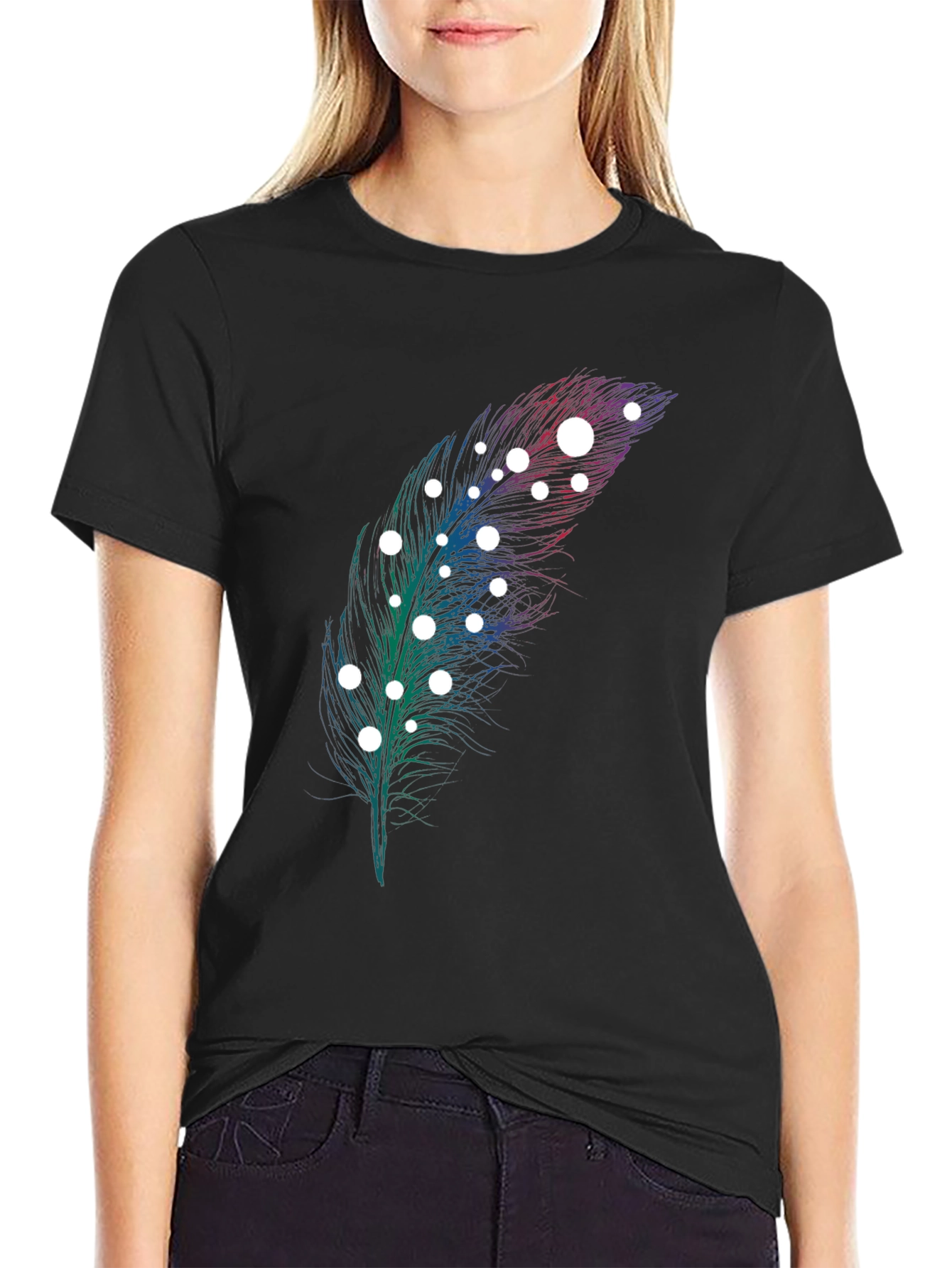 Feather Graphic Print T-Shirt