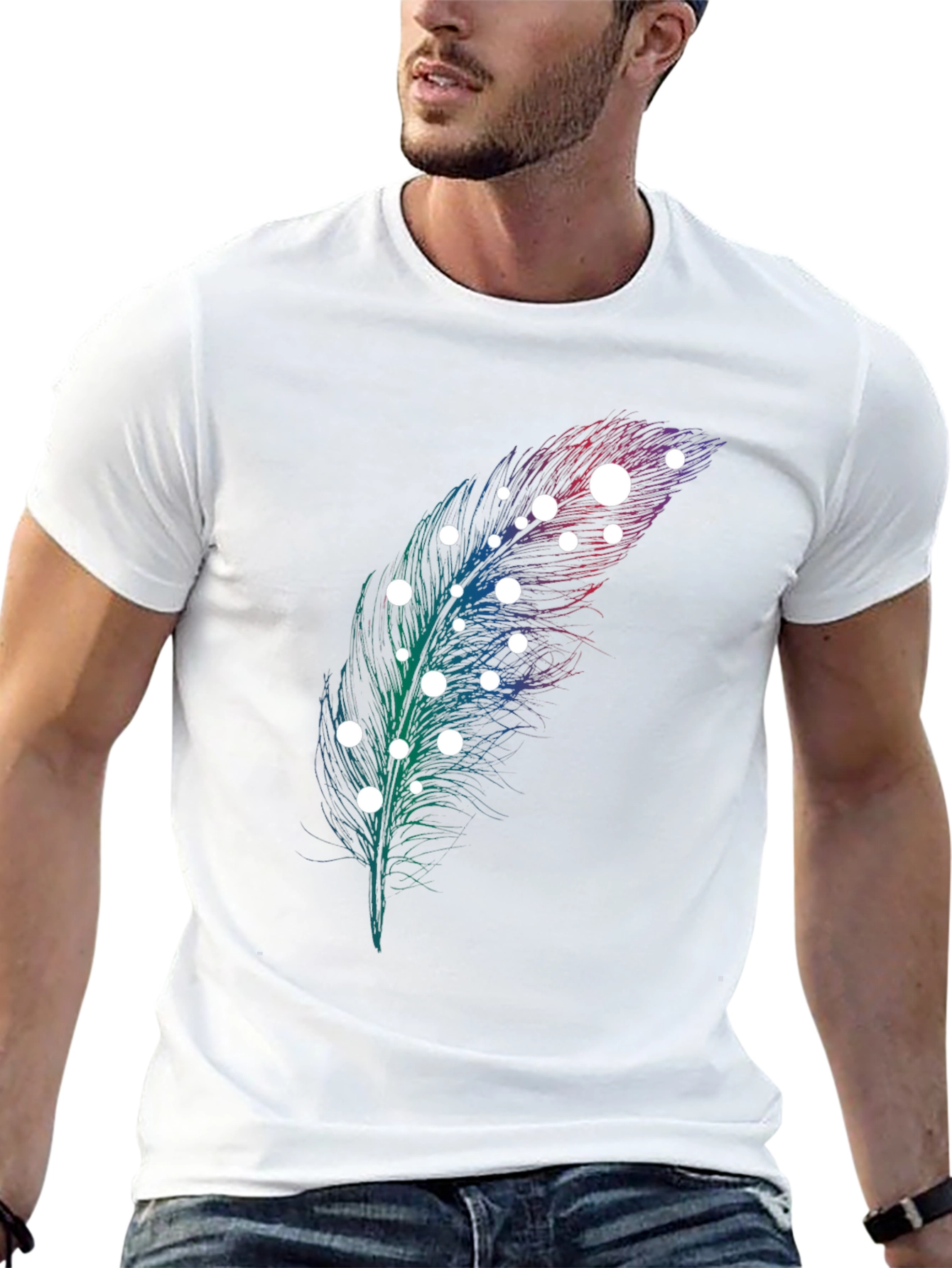 Feather Graphic Print T-Shirt