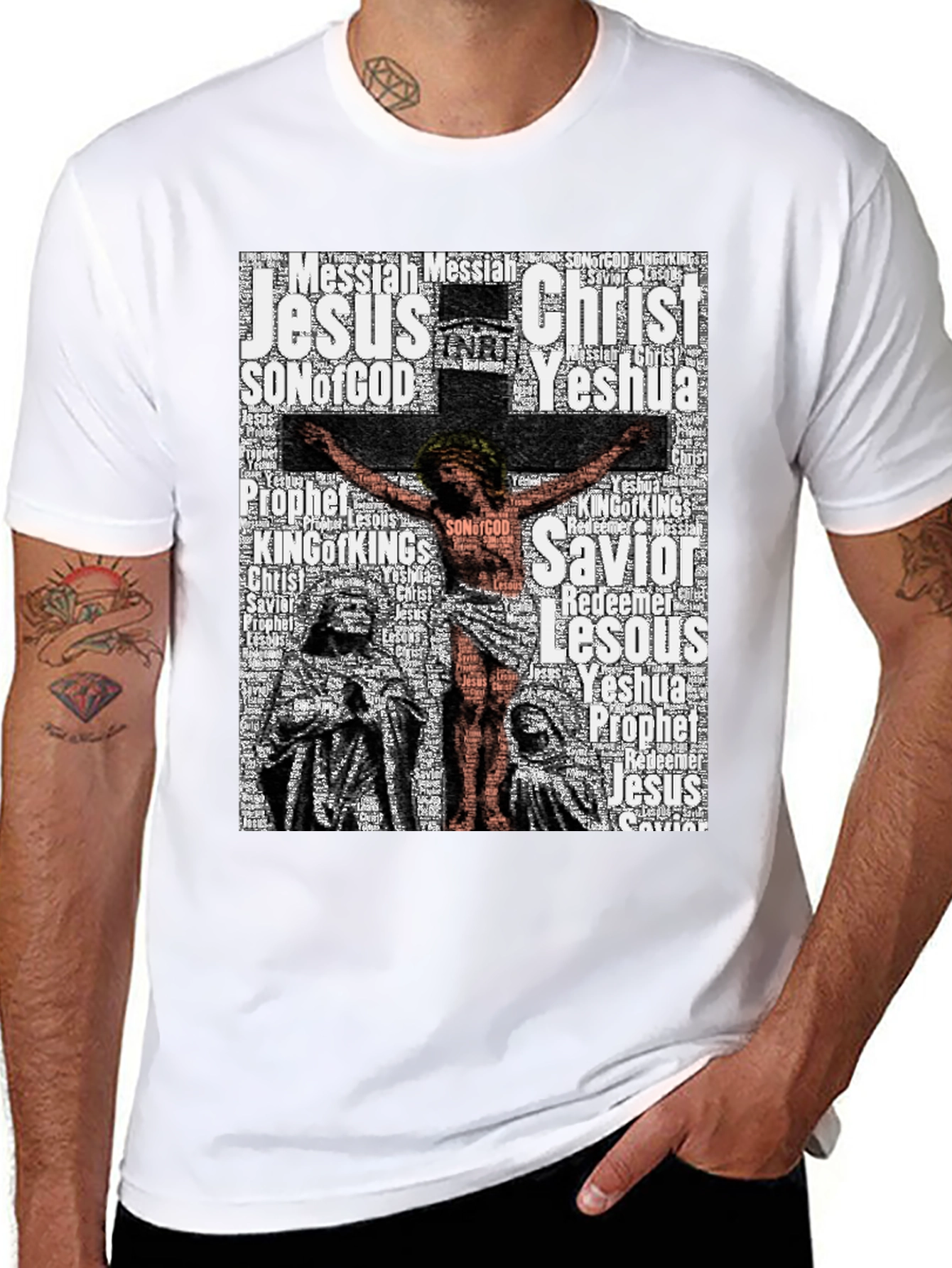 Jesus Christ Word Art Mens T-Shirt