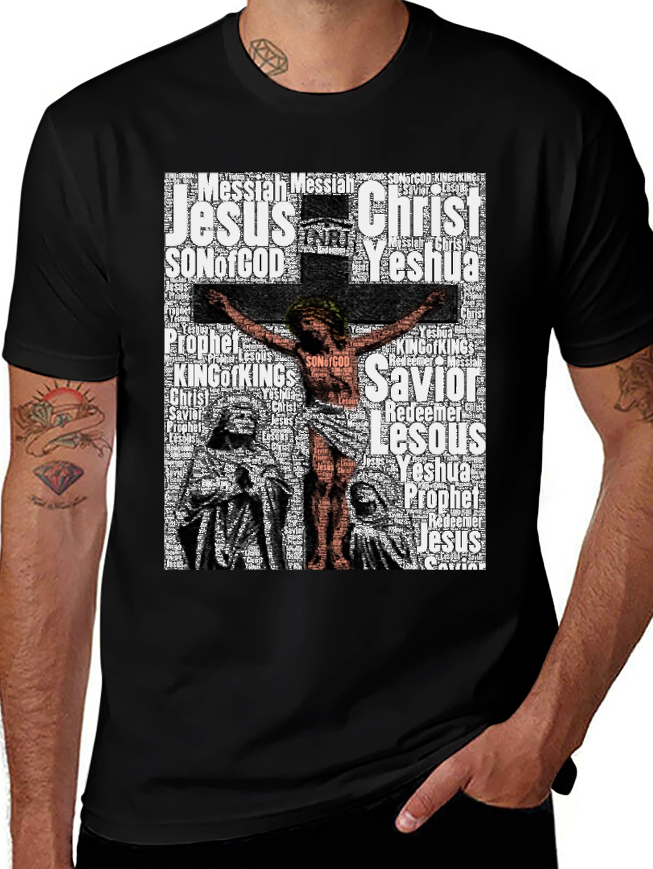 Jesus Christ Word Art Mens T-Shirt