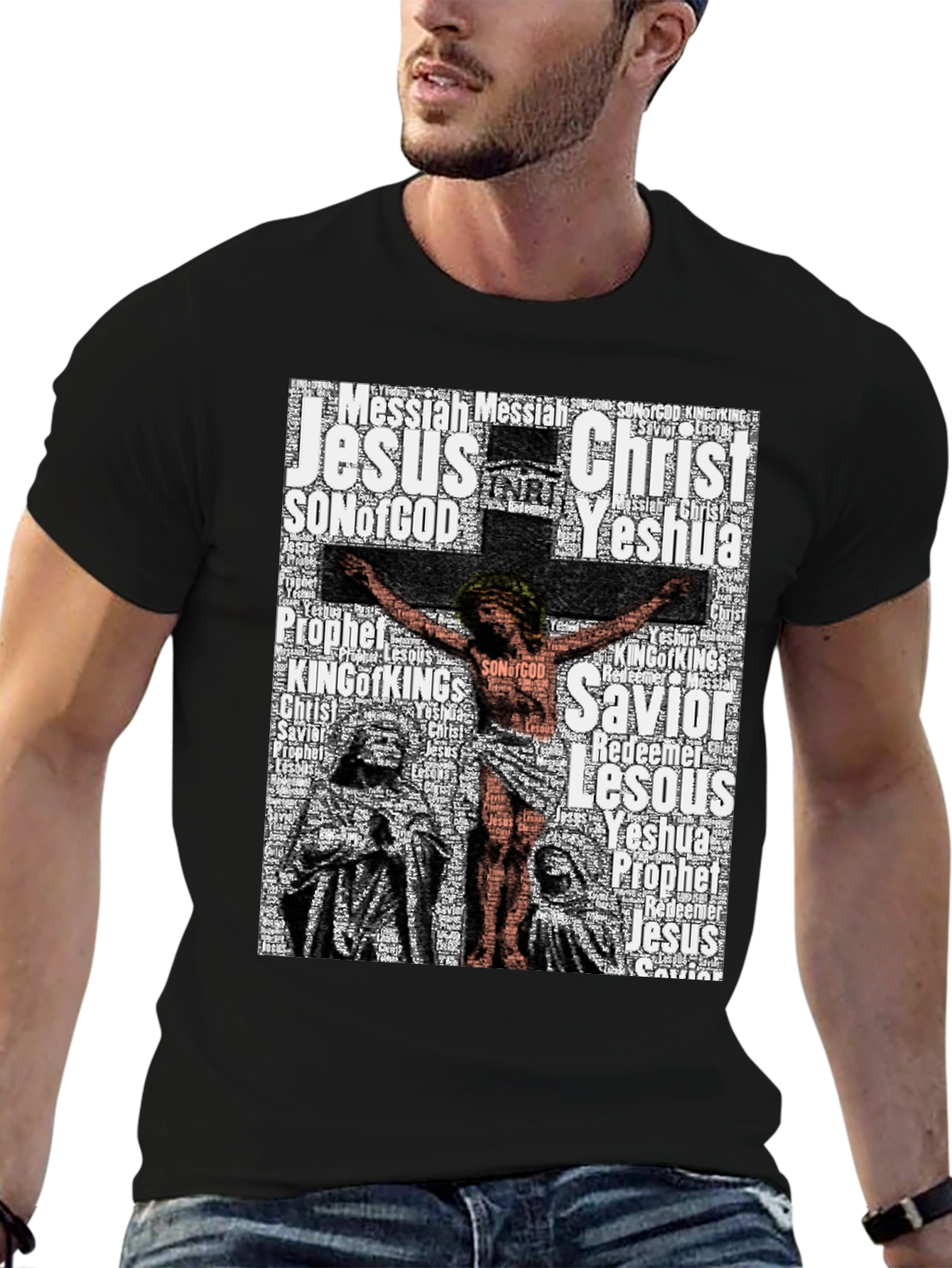 Jesus Christ Word Art Mens T-Shirt
