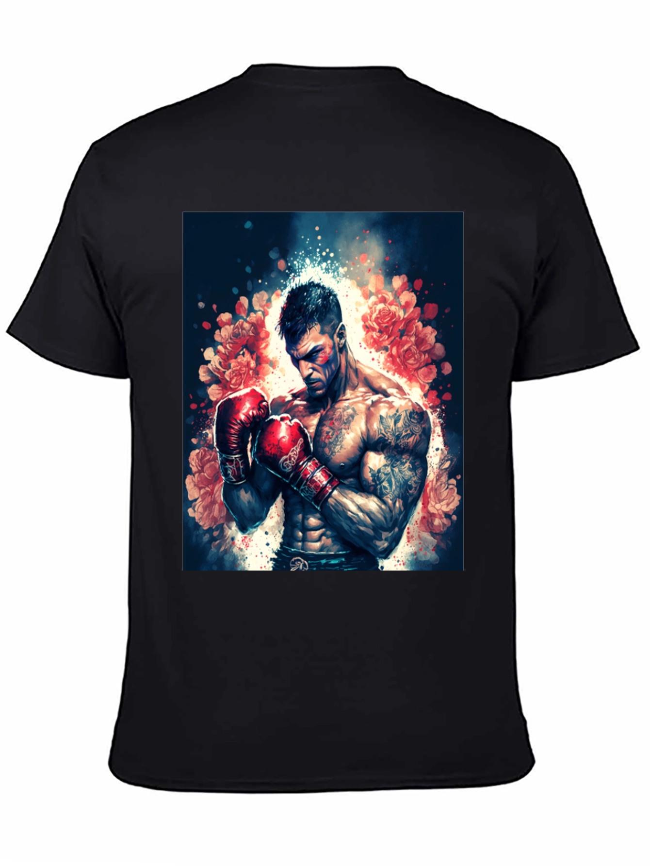 Floral Boxer Graphic Tee - Black T-Shirt