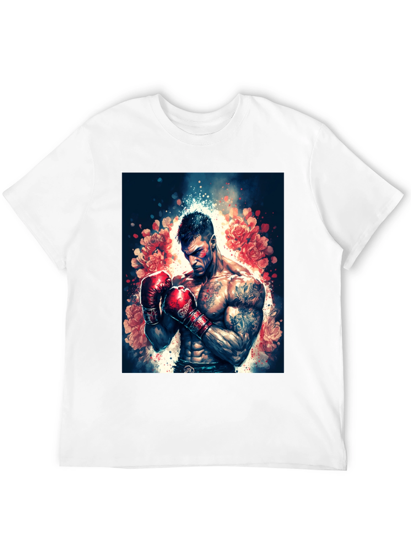 Floral Boxer Graphic Tee - Black T-Shirt
