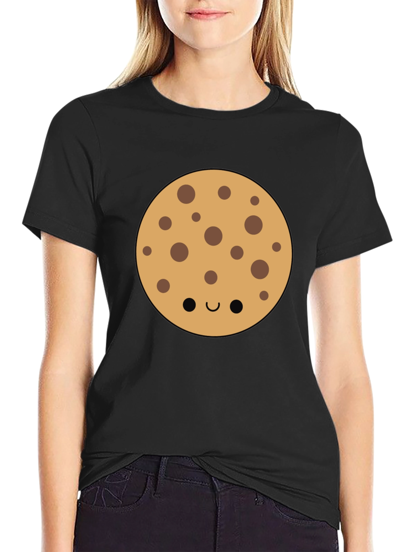 Cute Cookie Graphic Tee - Black Casual Shirt