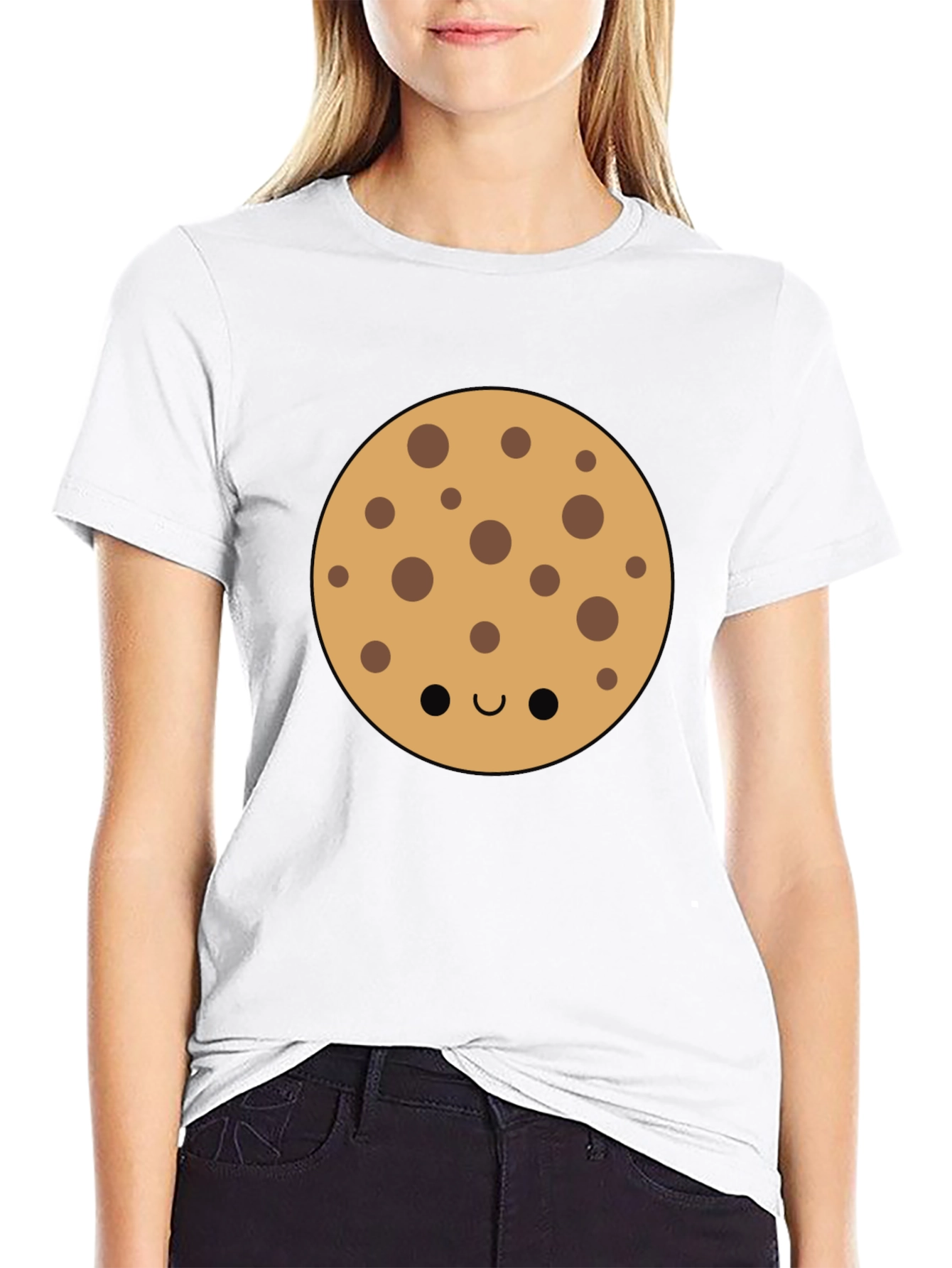Cute Cookie Graphic Tee - Black Casual Shirt