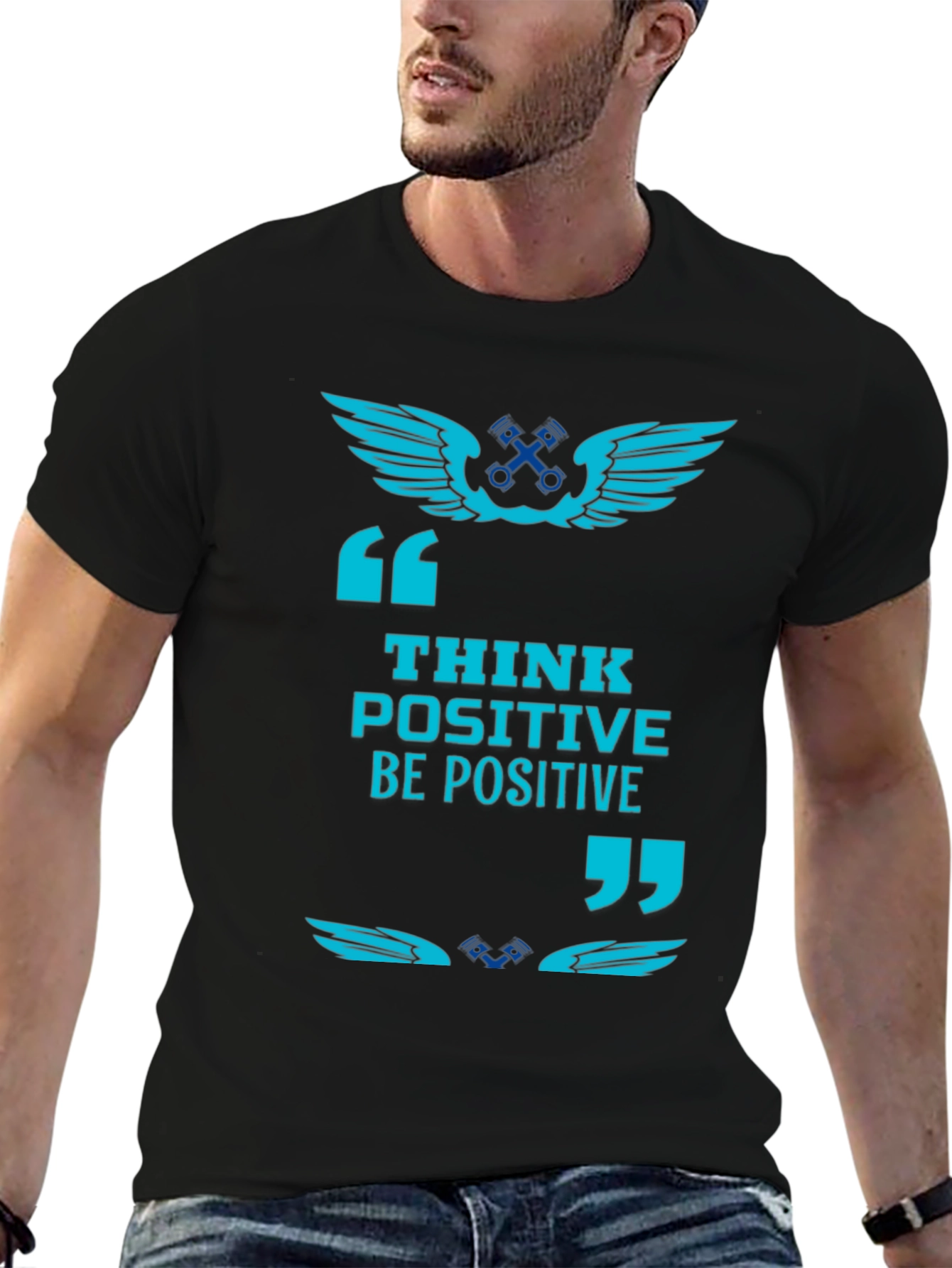Think Positive Black Graphic Tee