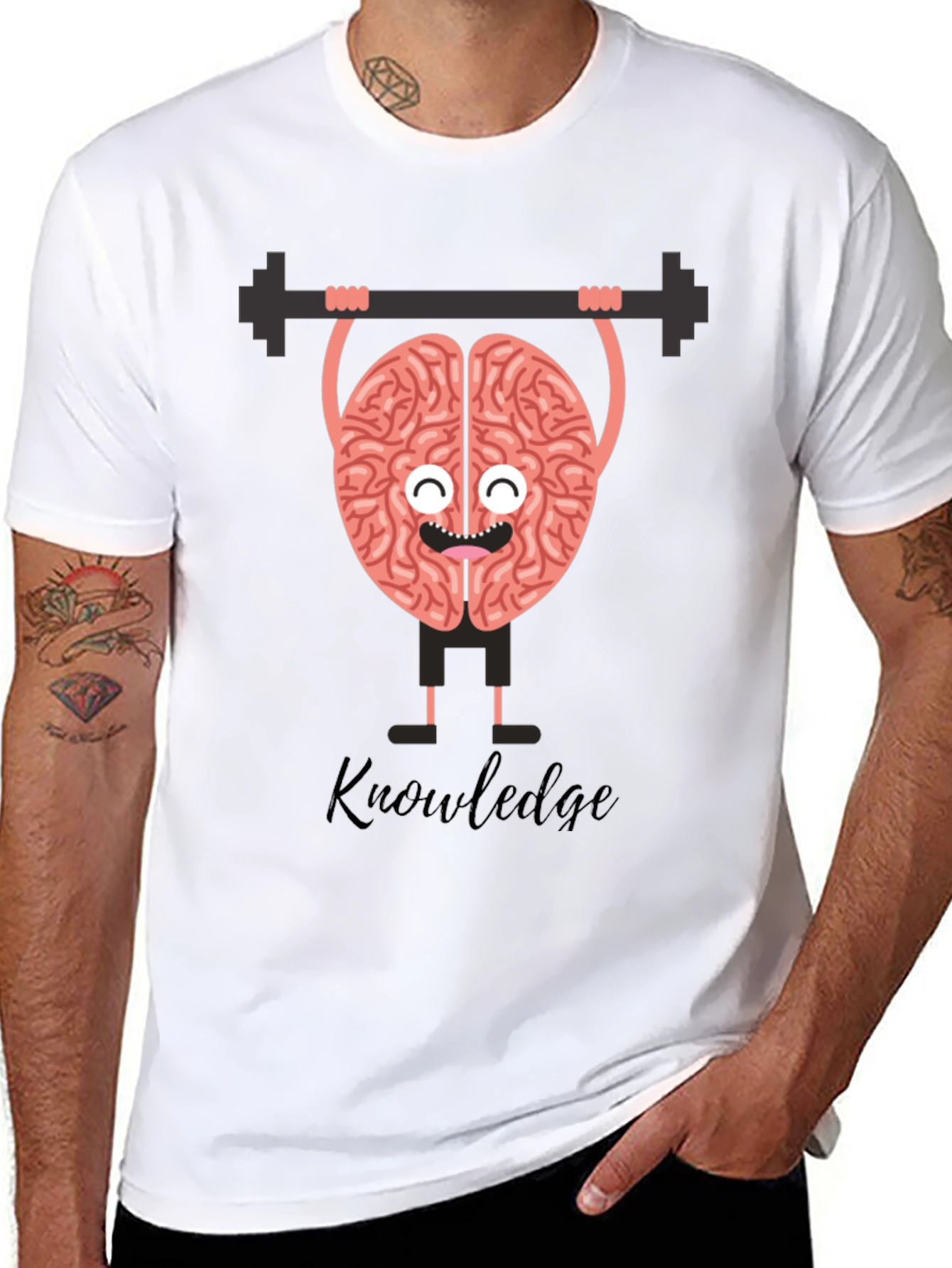 Knowledge is Power Brain Lifting Barbell T-Shirt