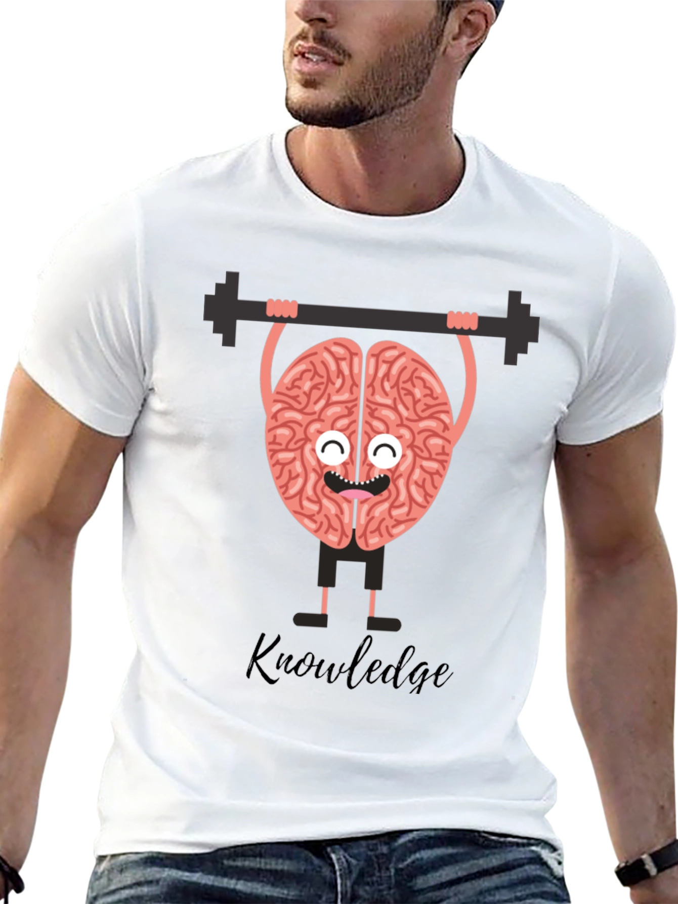 Knowledge is Power Brain Lifting Barbell T-Shirt