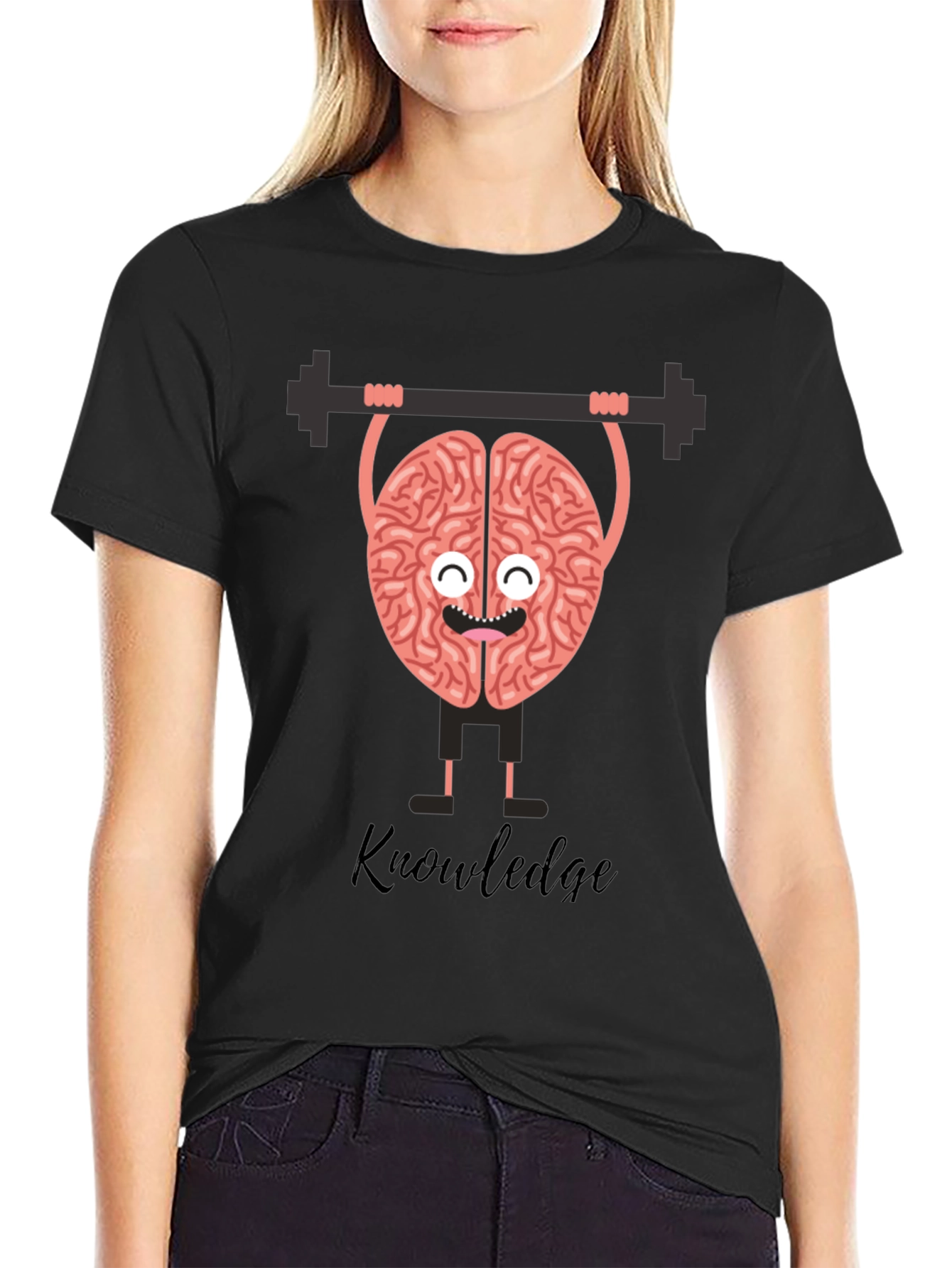 Knowledge is Power Brain Lifting Barbell T-Shirt