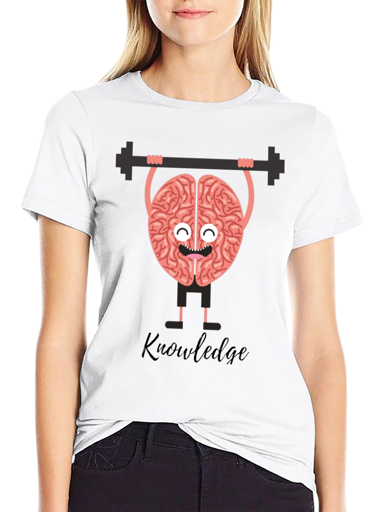 Knowledge is Power Brain Lifting Barbell T-Shirt